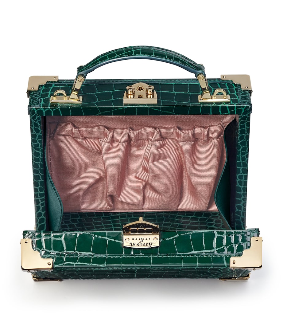 Aspinal Of London Mini Leather Trunk Clutch Bag Green Image 4