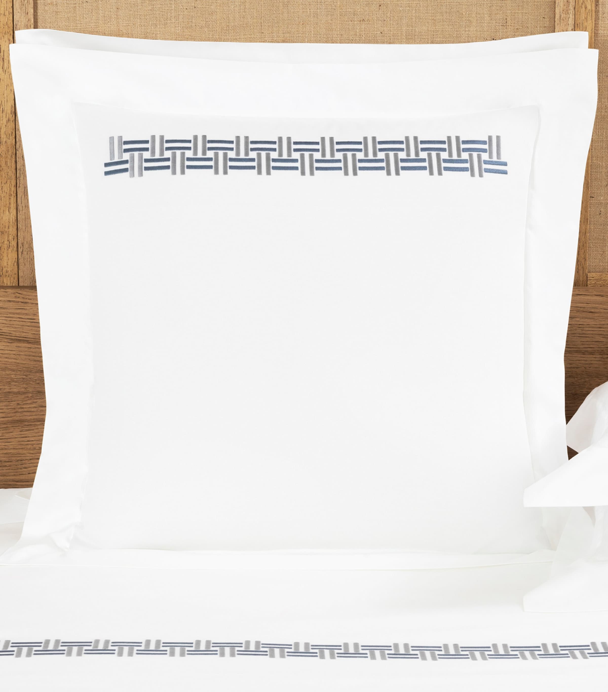 Shop Frette Basket Weave Square Pillowcase In Blue