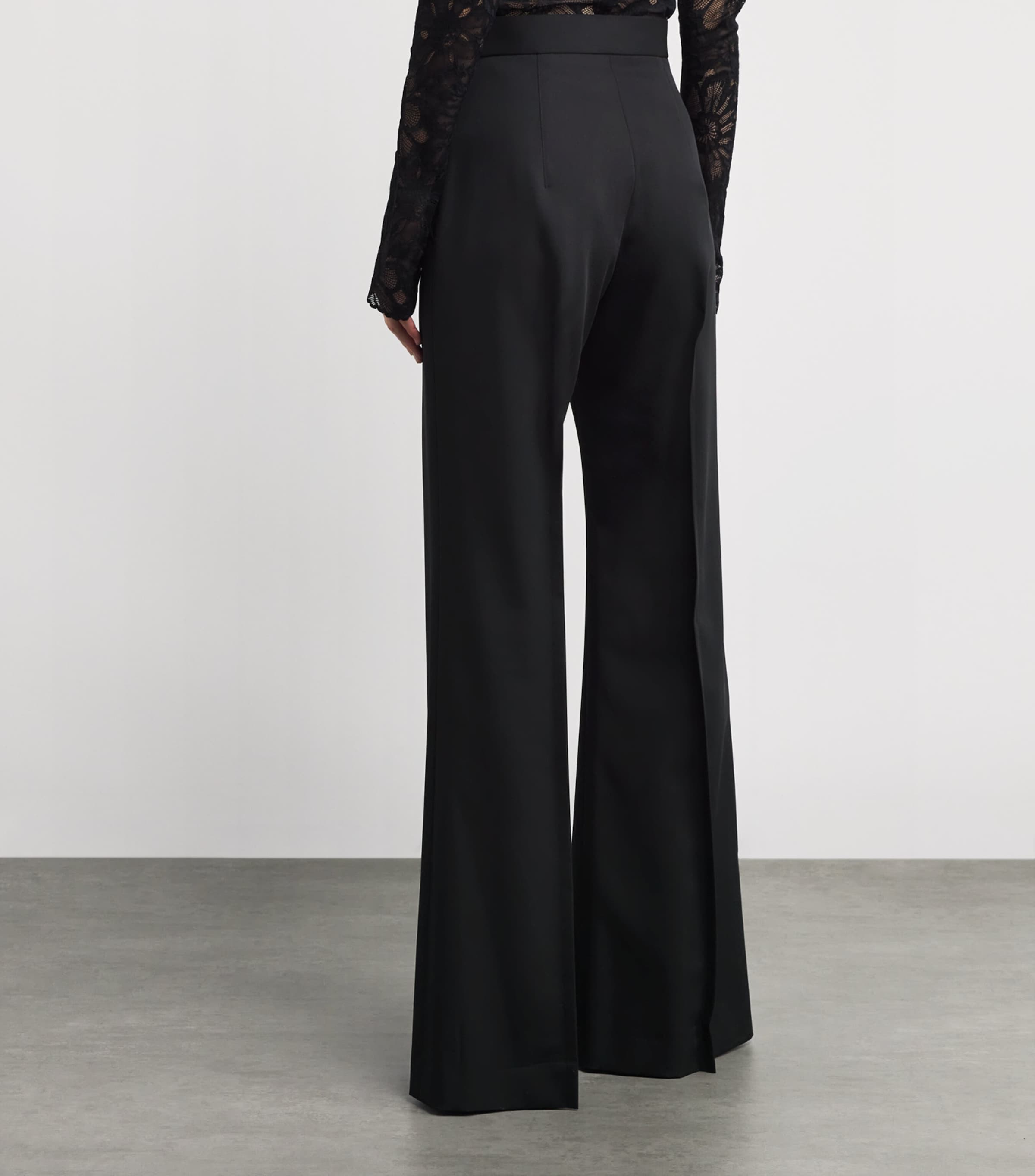 Virgin Wool Wide-Leg Trousers BLACK Image 4