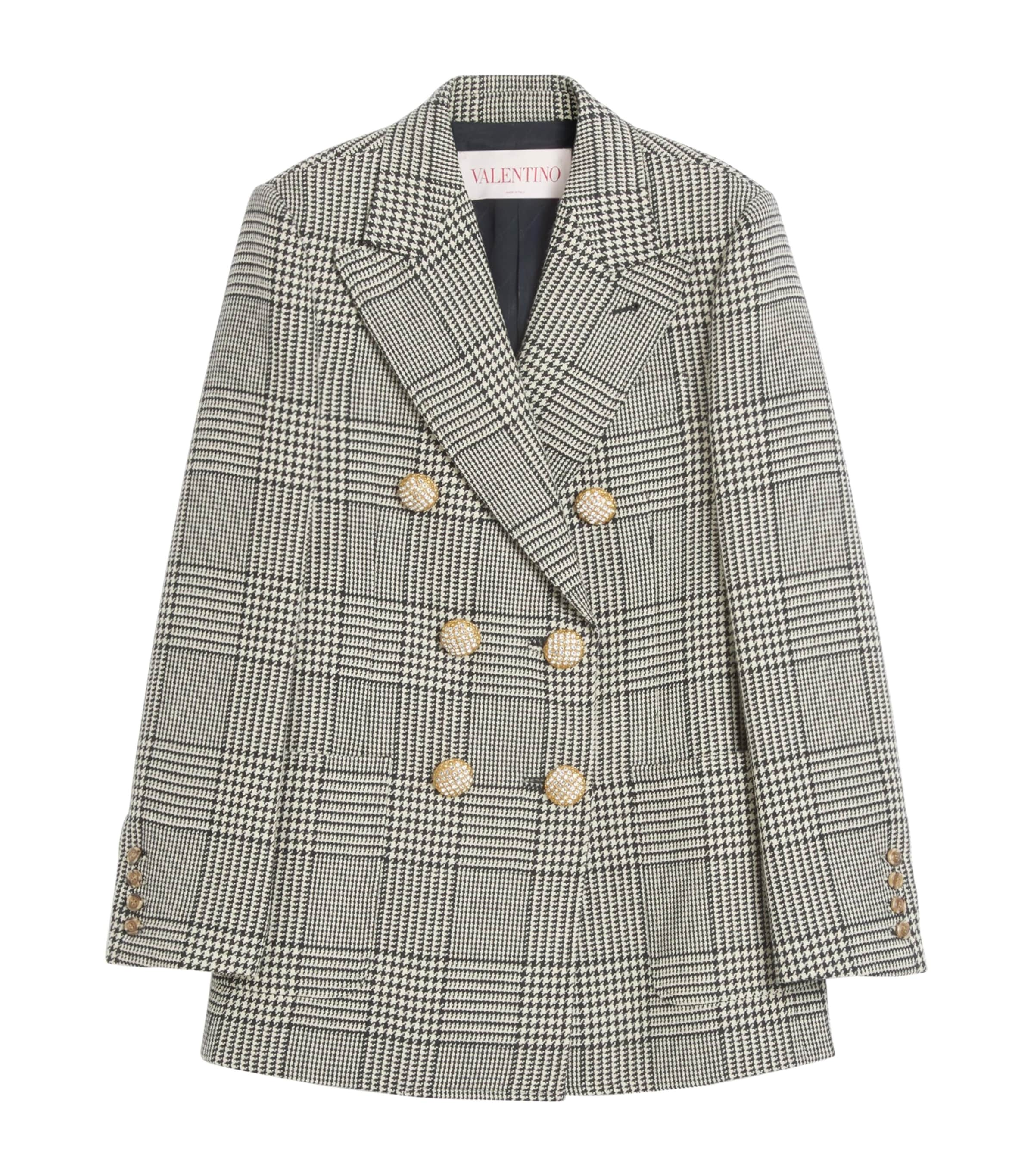 Shop Valentino Virgin Wool Check Blazer In Ivory