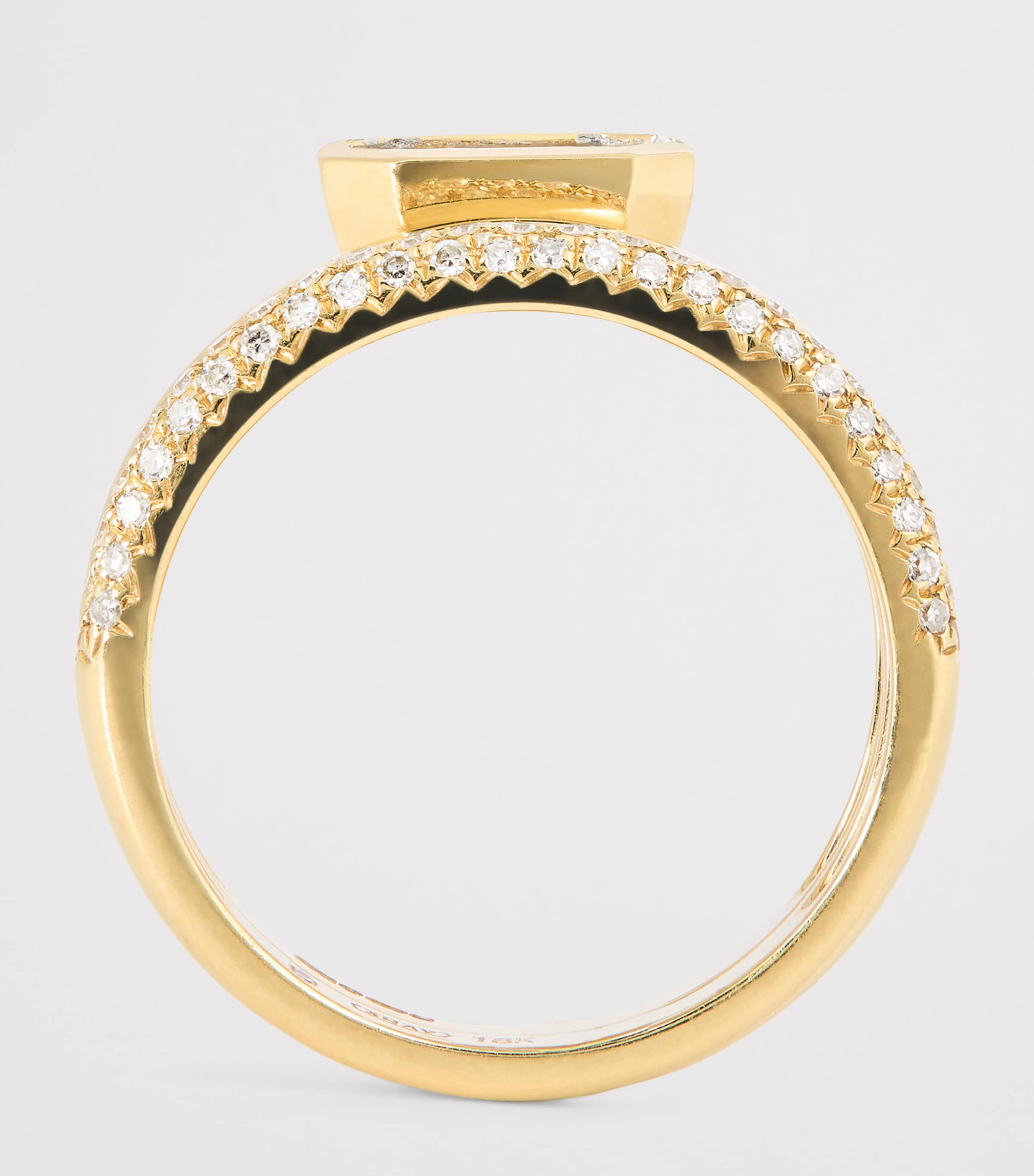 Yellow Gold and Diamond Floating Bezel Ring (Size 7) YELLOW GOLD Image 3