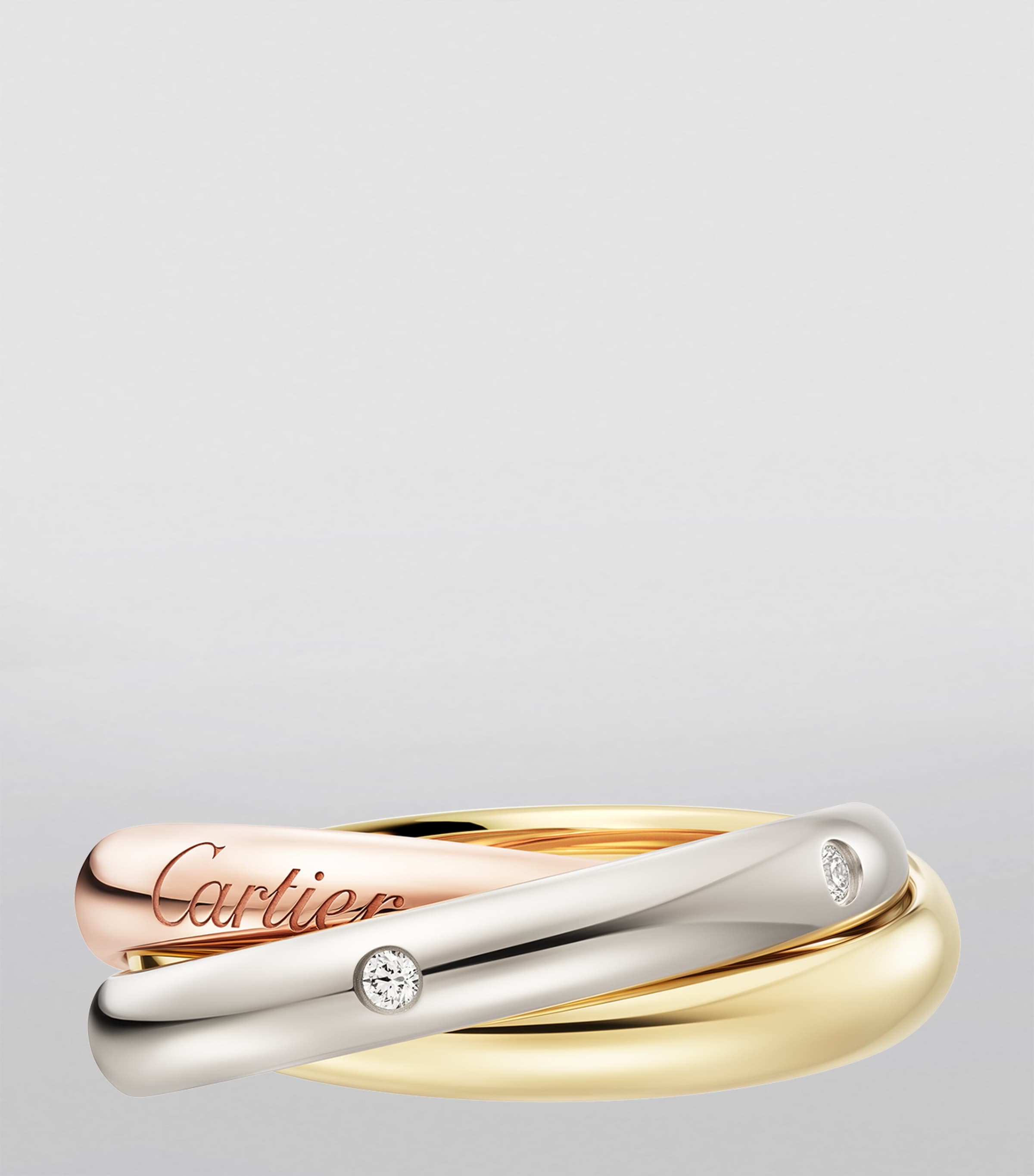Medium White, Yellow, Rose Gold and Diamond Trinity Ring MIXED GOLD Image 3