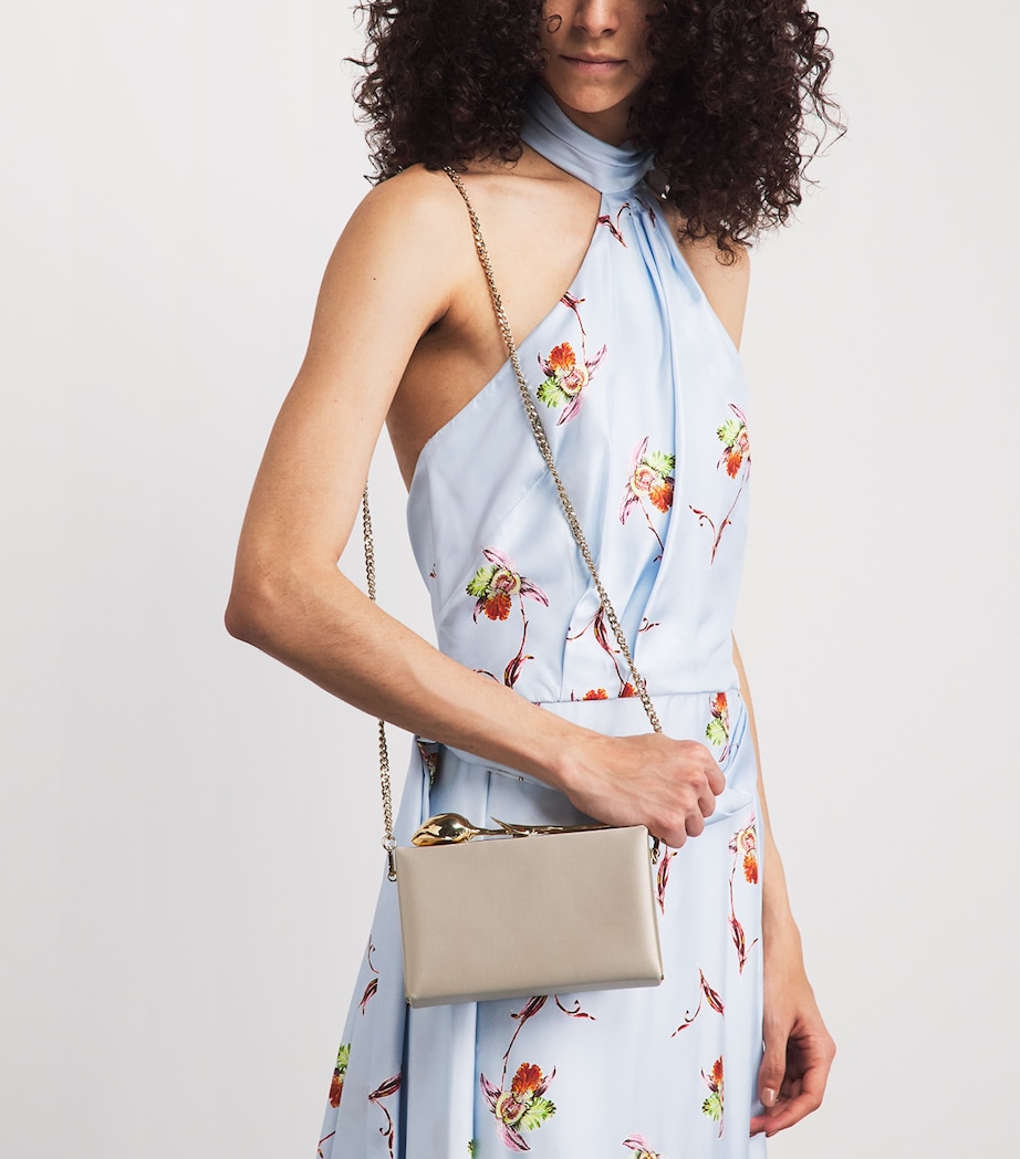 Erdem Satin Bloom Clutch Bag Champagne Image 4