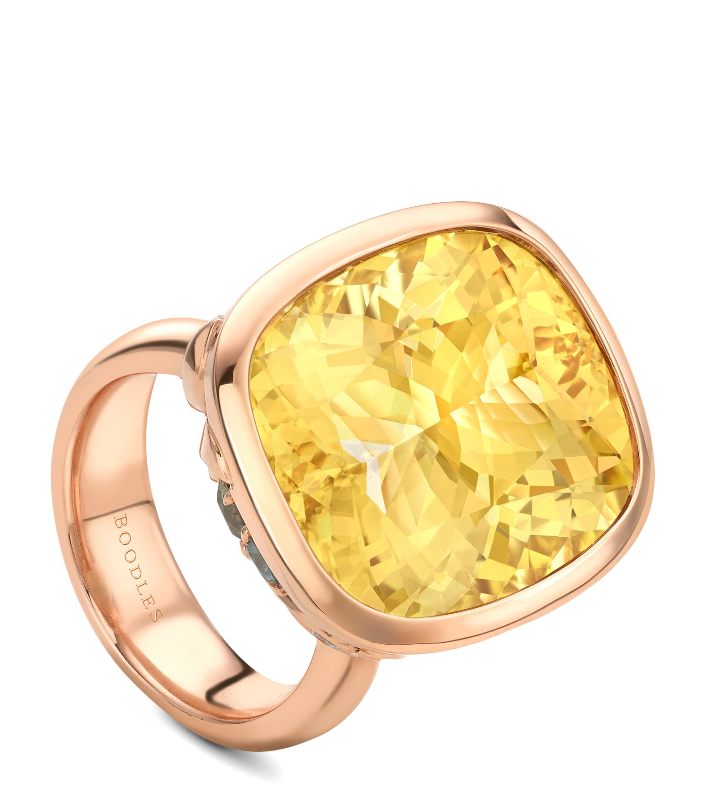 Boodles Rose Gold, Diamond, Heliodor and Sapphire Silk Mantua Palace Ring Yellow Image 1