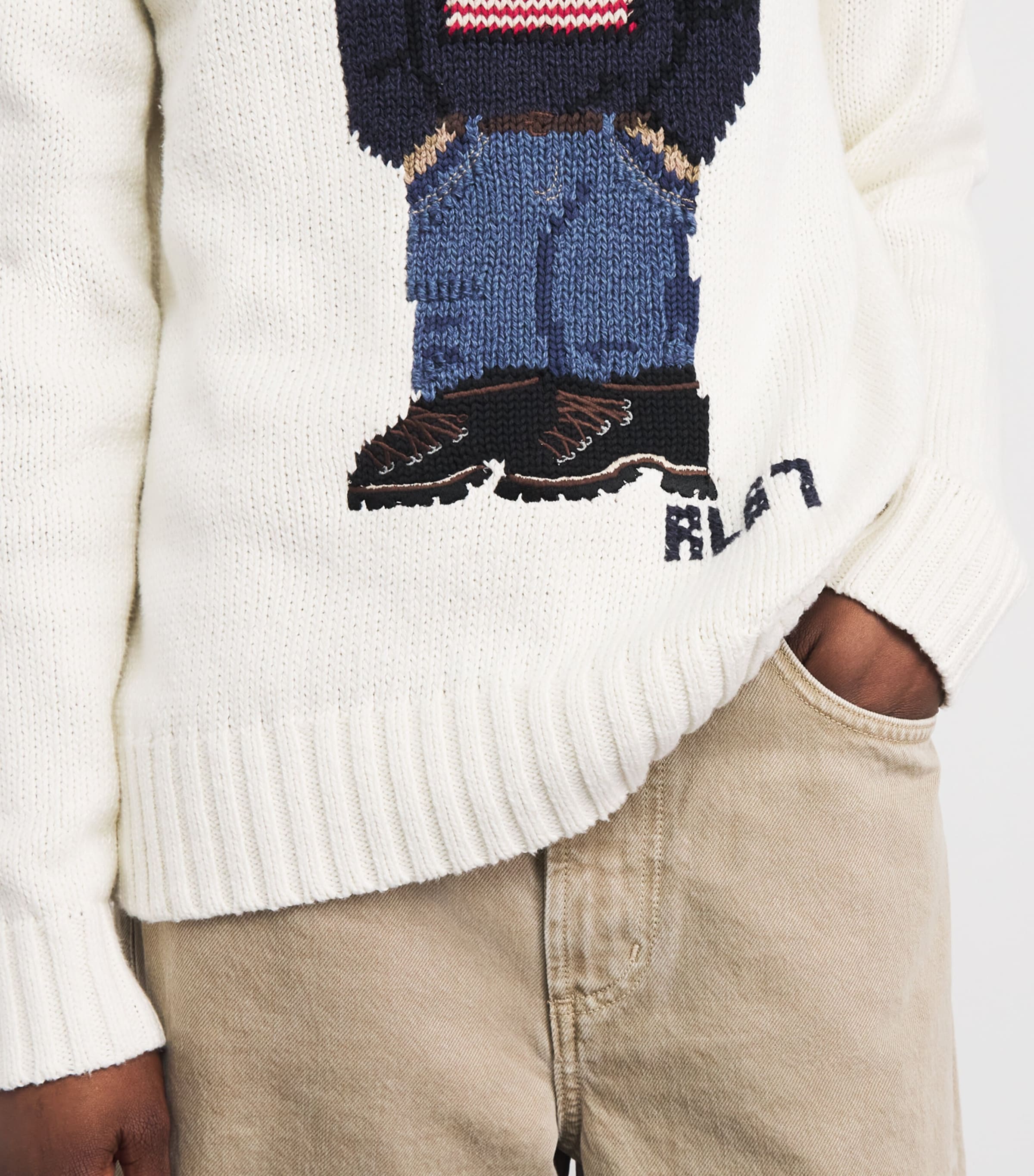 Polo Ralph Lauren Womens Polo Bear Knit Hoodie Parchment Cream Image 3