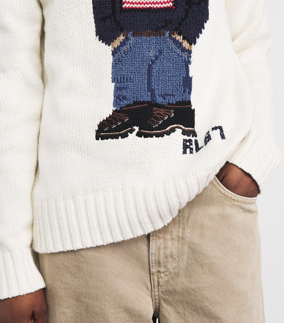 Polo Ralph Lauren Womens Polo Bear Knit Hoodie Parchment Cream Image 3