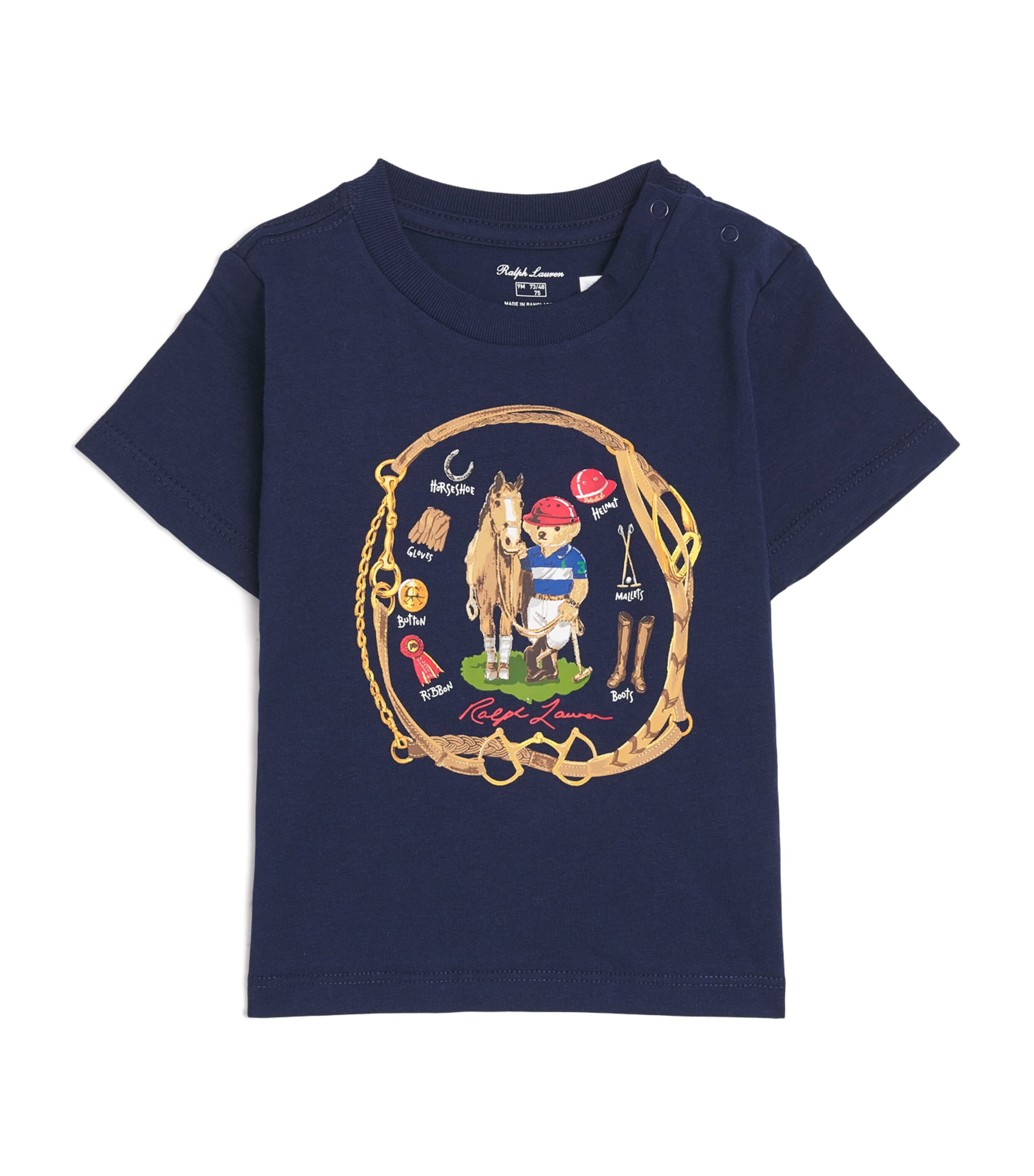 Cotton Polo Bear T-Shirt (3-24 Months) BEARNAVY Image 1