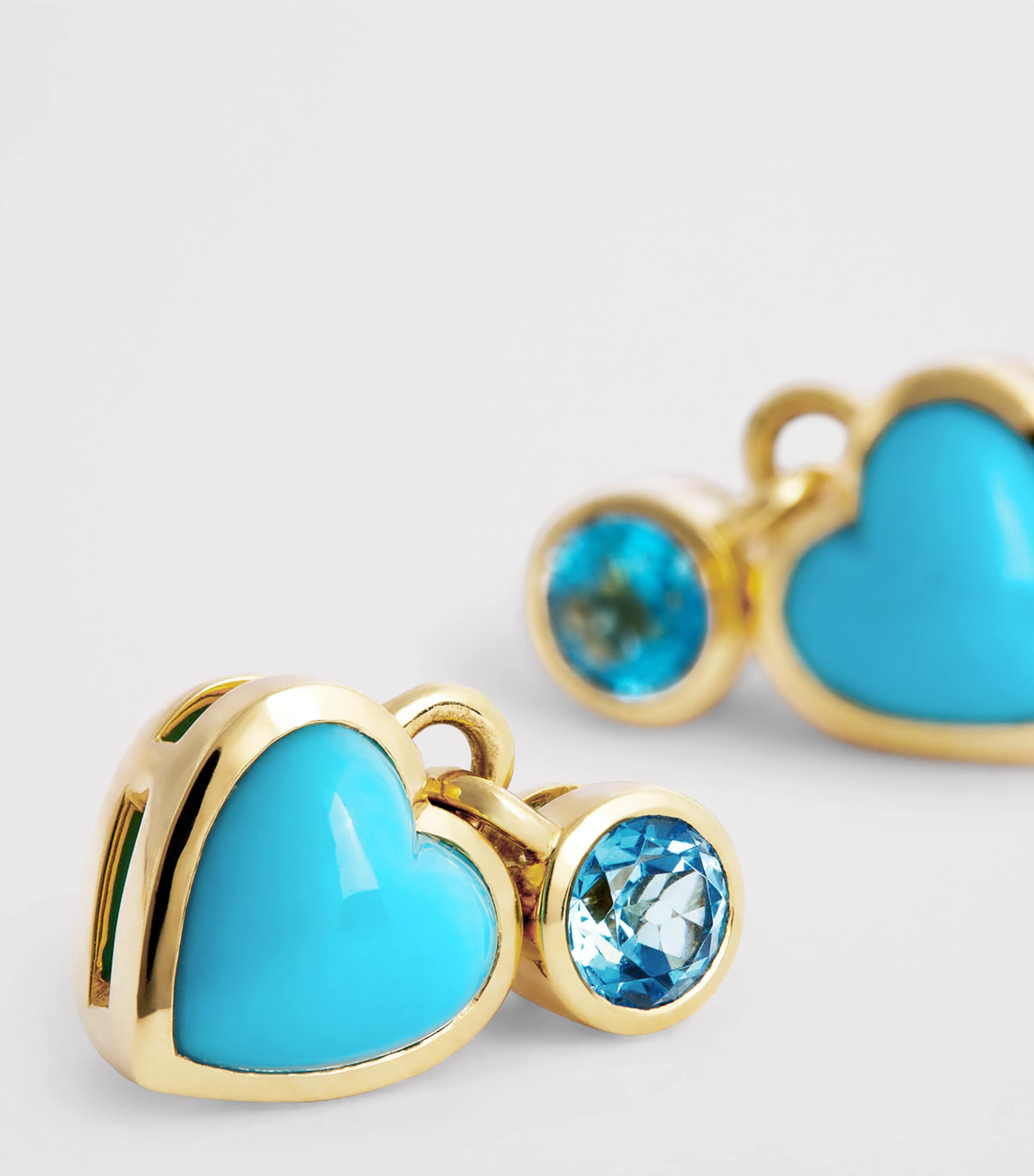 Yellow Gold and Topaz Blue Heart Earrings YELLOW GOLD Image 6