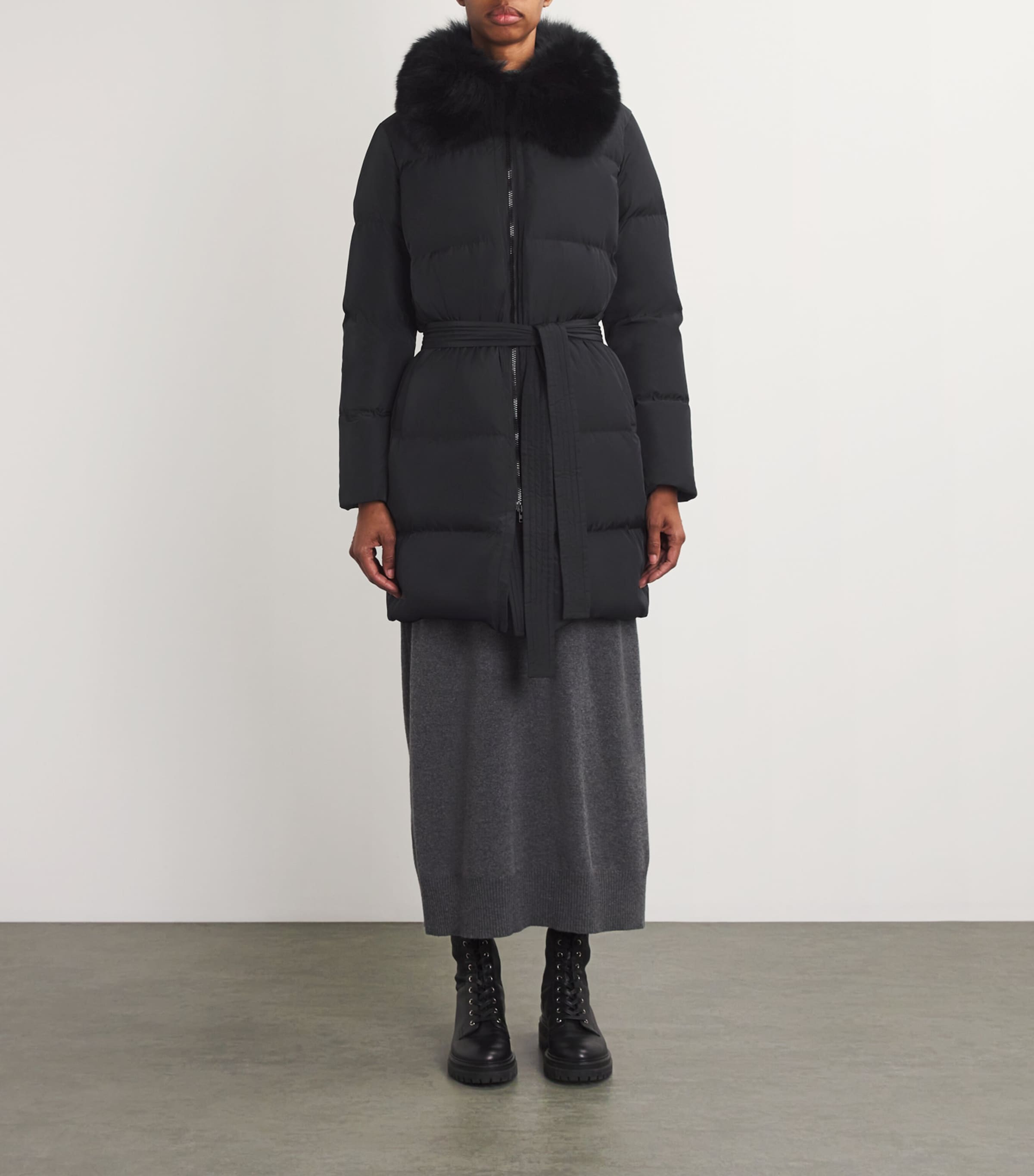 Fur-Trim Down Coat with Mittens C99 Image 3