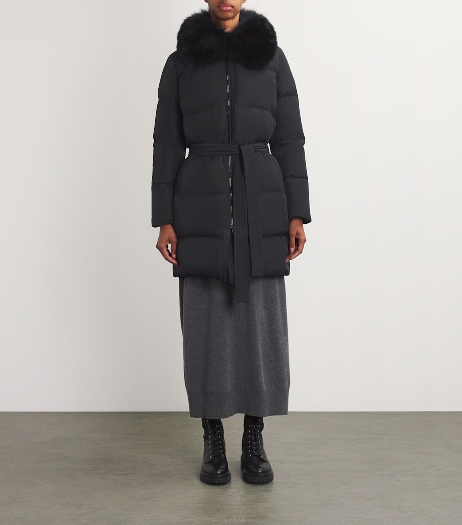 Fur-Trim Down Coat with Mittens C99 Image 3