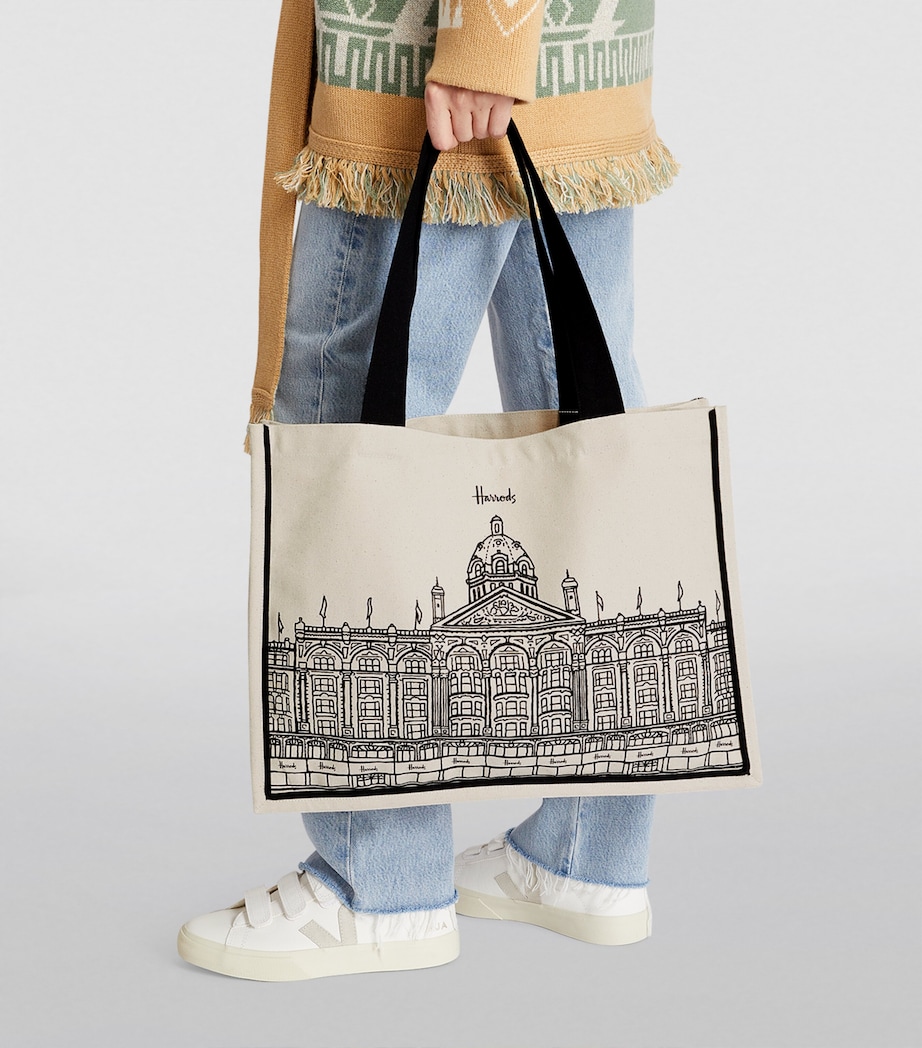 Large Harrods Outline Tote Bag IVORY Image 5