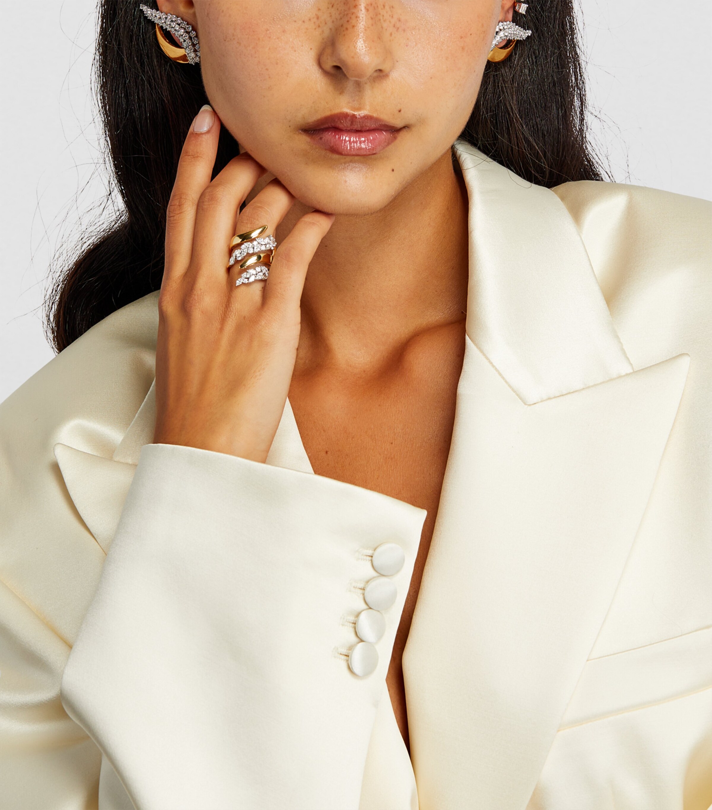 Yeprem Yellow Gold and Diamond Golden Strada Earrings Yellow Gold Image 4