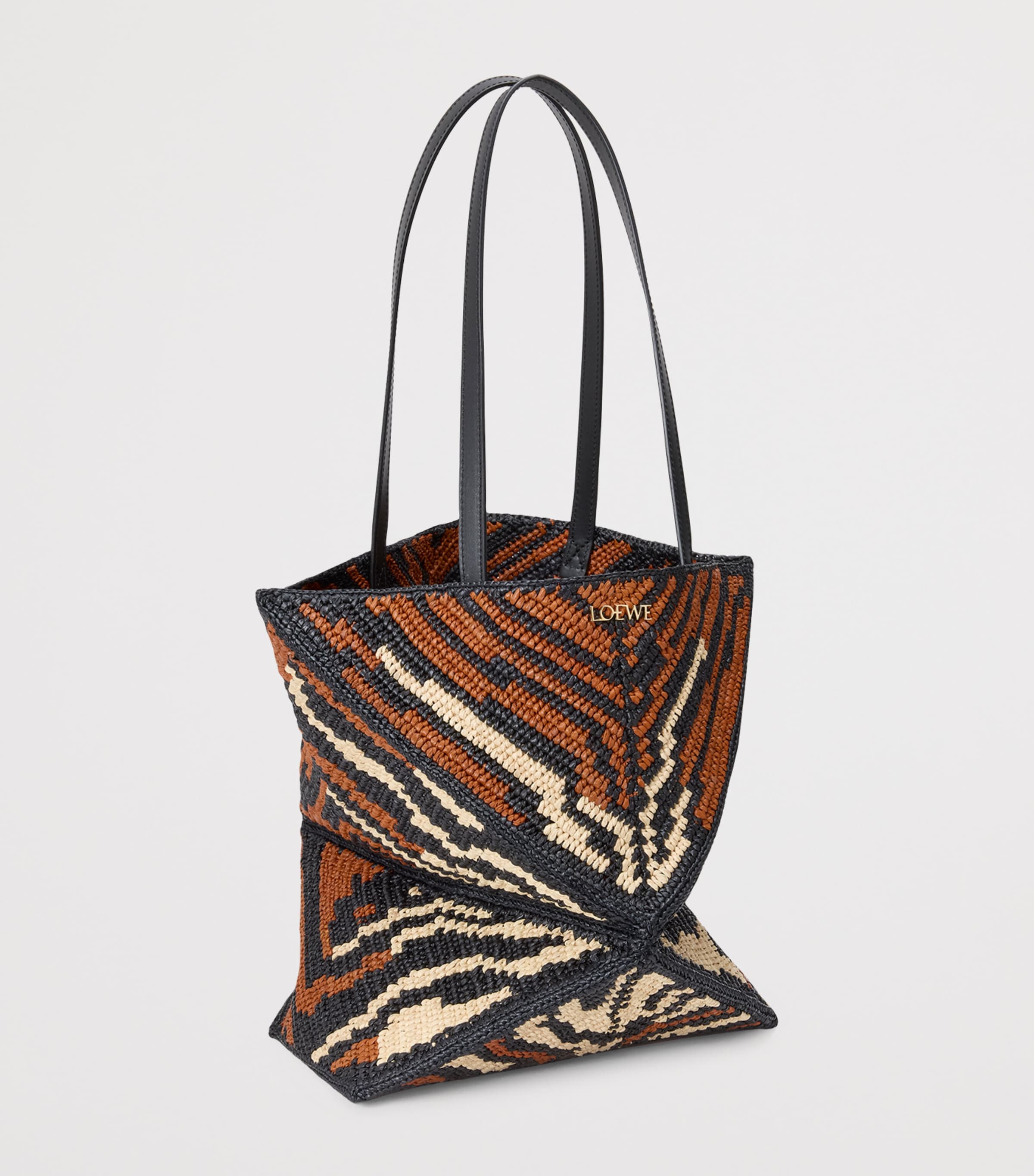 【LOEWE】Paula's Ibiza Medium パズルフォールド トートバッグ Loewe x Paula's Ibiza Medium Puzzle Fold Tote Bag in Raffia