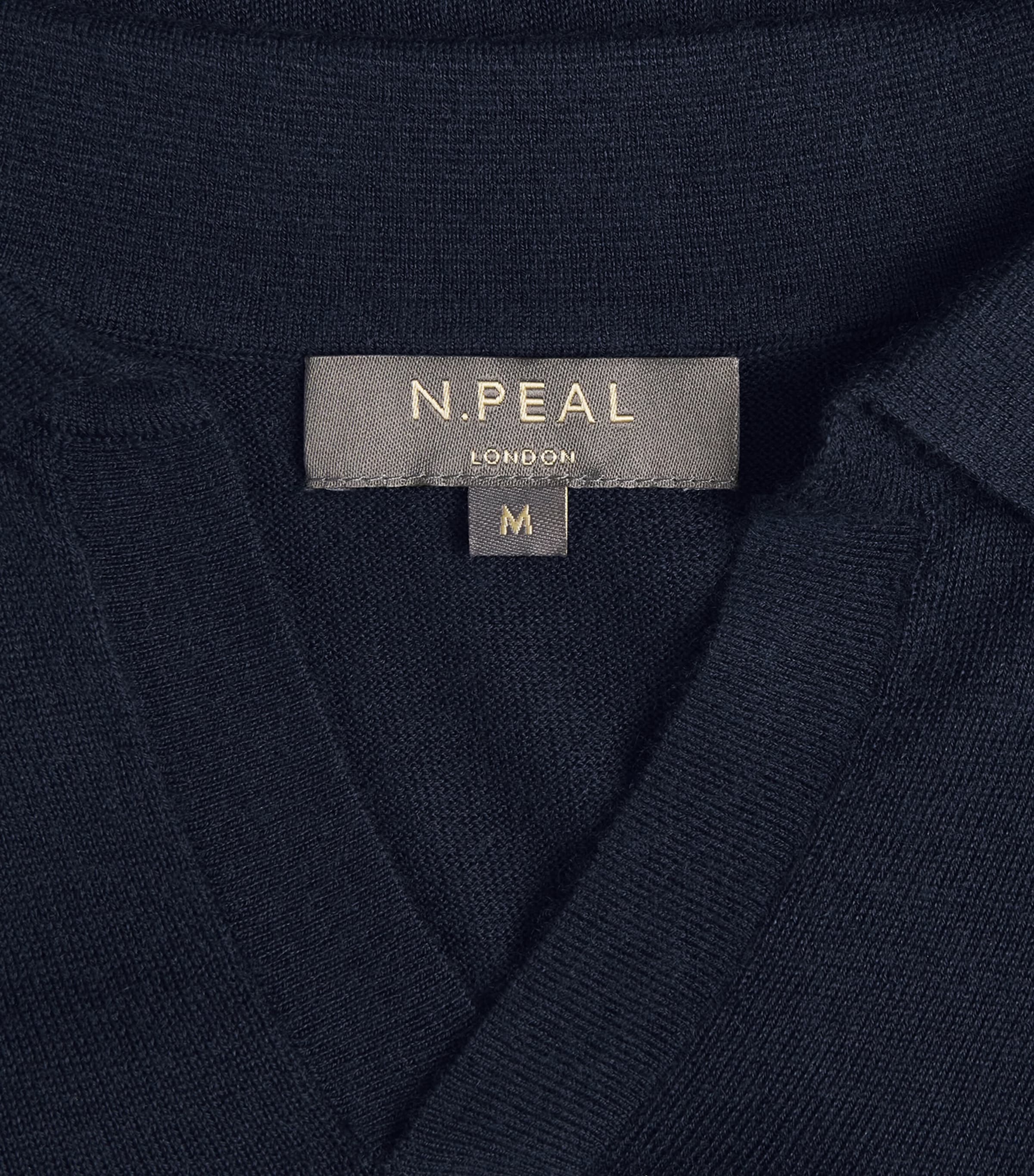 N.Peal Mens Cashmere-Silk Padstow Polo Shirt Indigo Blue Image 6
