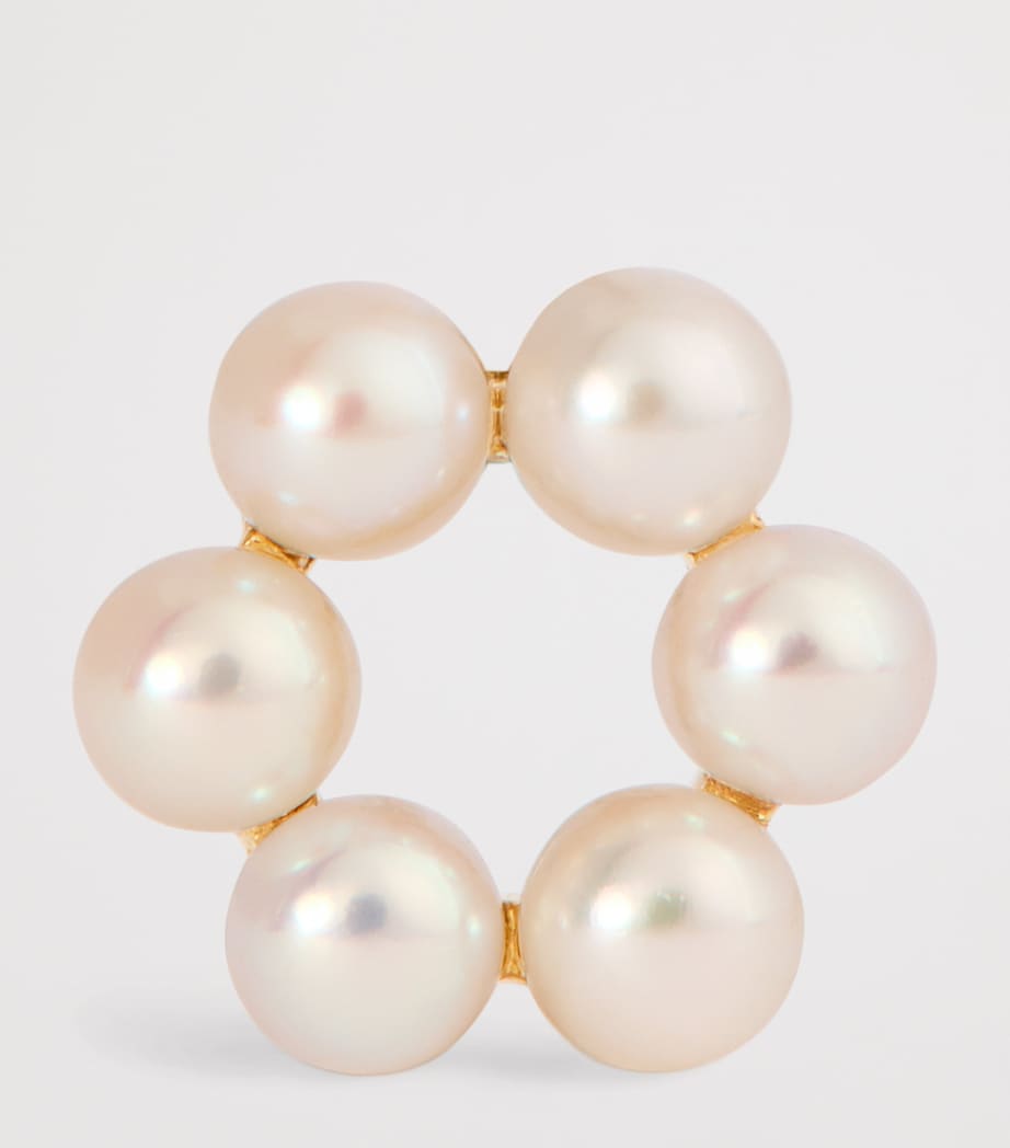 Yellow Gold and Pearl Petite Luna Single Earring YELLOW GOLD Image 3