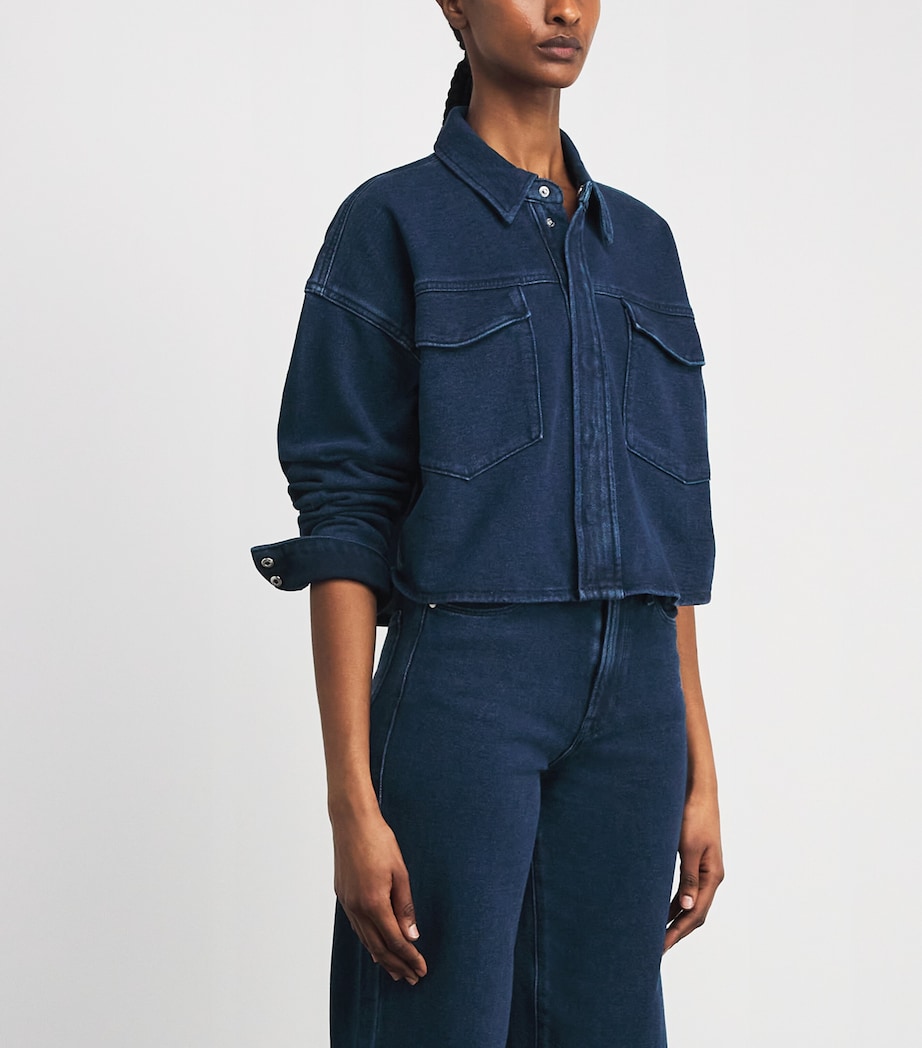 Good American Womens Cotton Cropped Jeanius Jacket Image 4