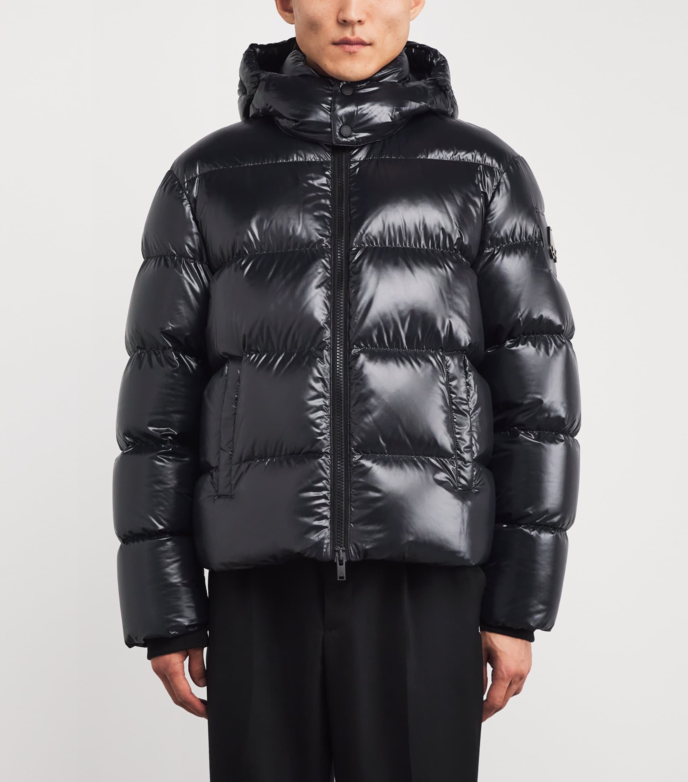 Down Shiny Puffer Jacket BLK W/BLK SH - 305 Image 3