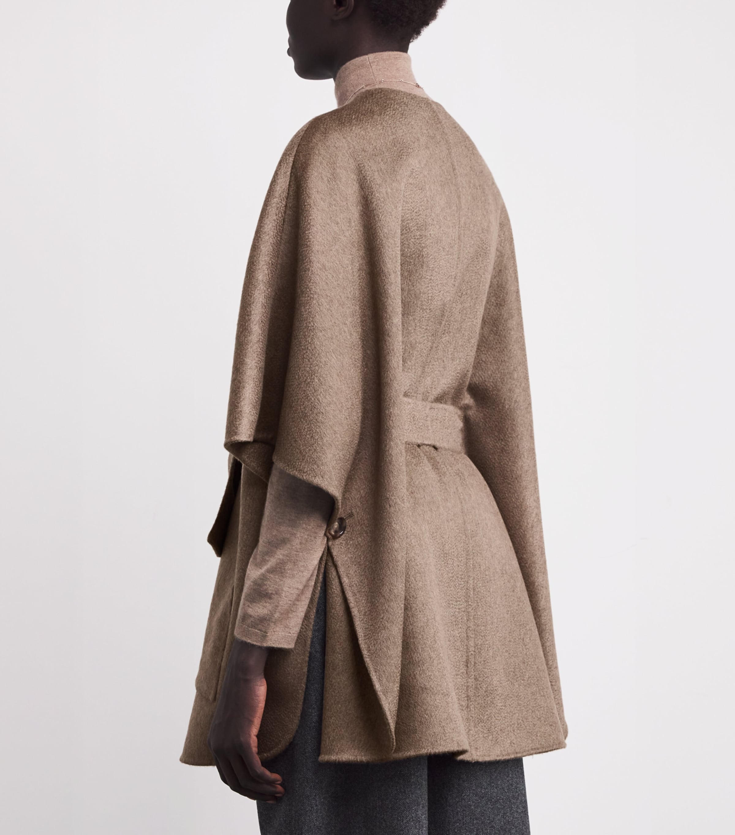 Cashmere Belted Cape BROWN Image 4