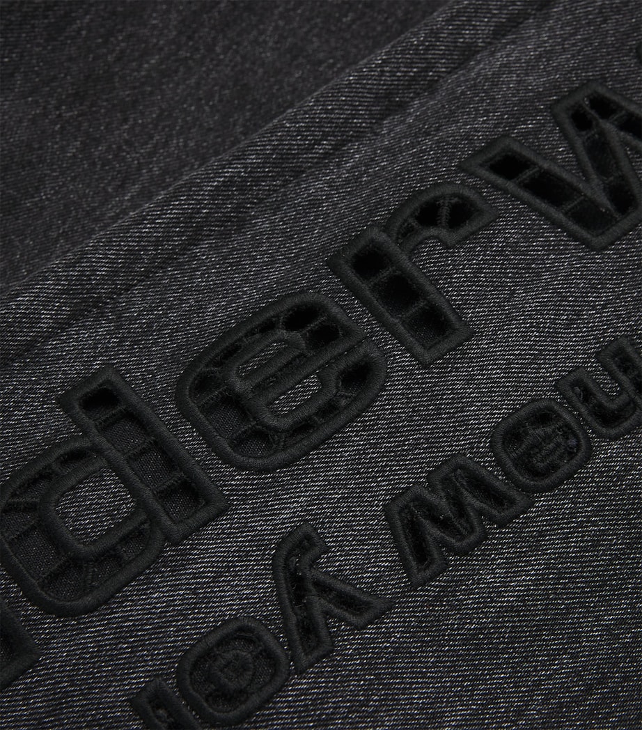 Alexander Wang Womens Cut-Out Logo Relaxed Jeans Grey Aged Image 5