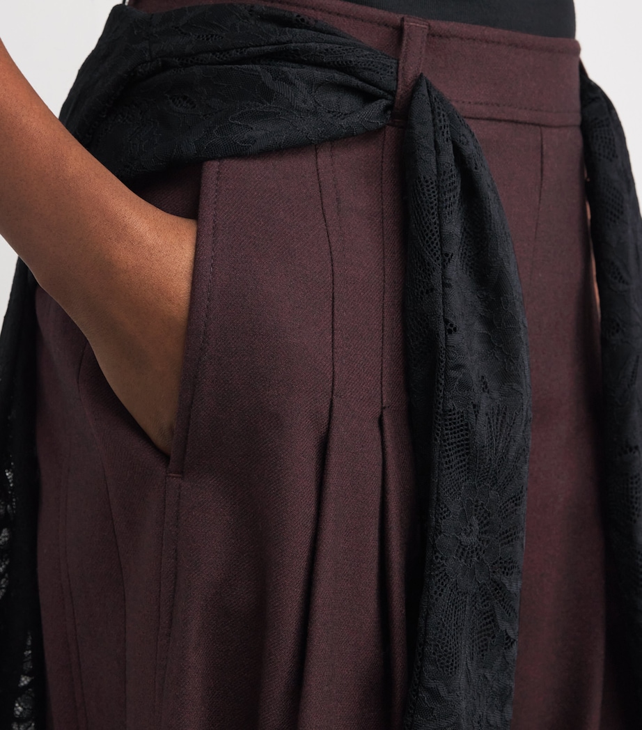 Pleated Wide-Leg Trousers BORDEAUX RED Image 6