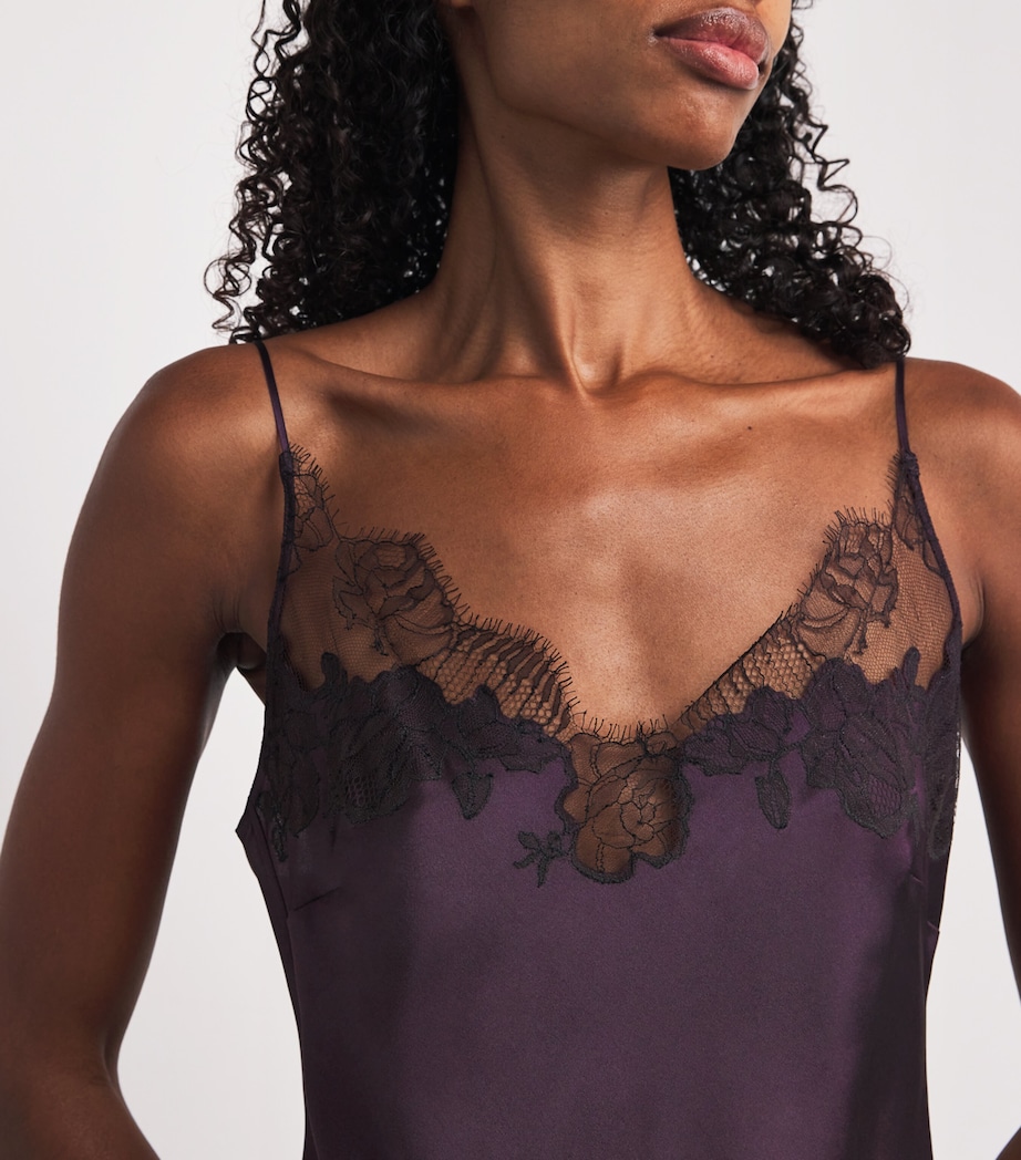 Silk Lace-Detail Long Slip Dress PRUGNE/EBENE Image 4