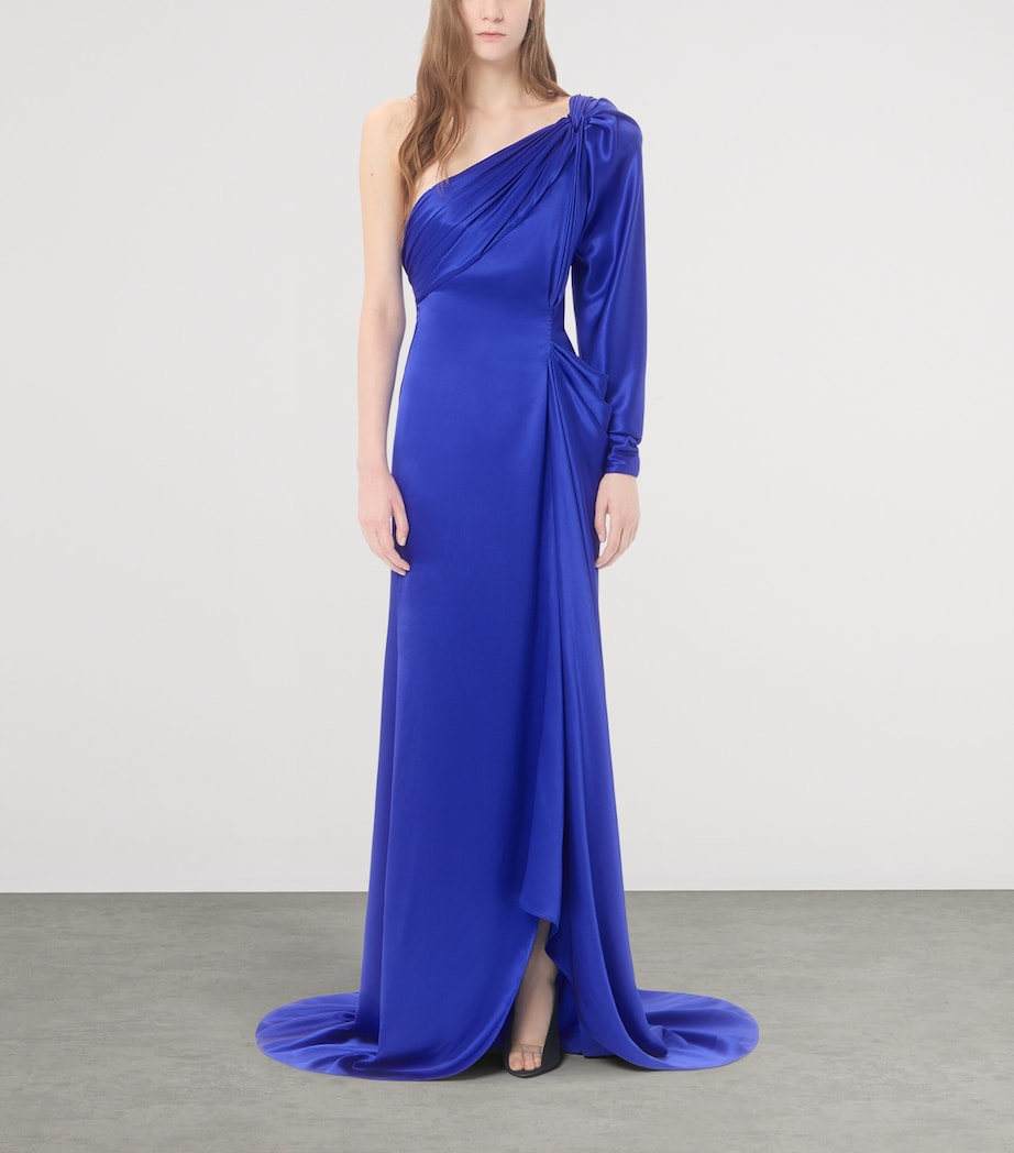 Valentino Womens Silk Satin One-Shoulder Gown Bdn Image 2