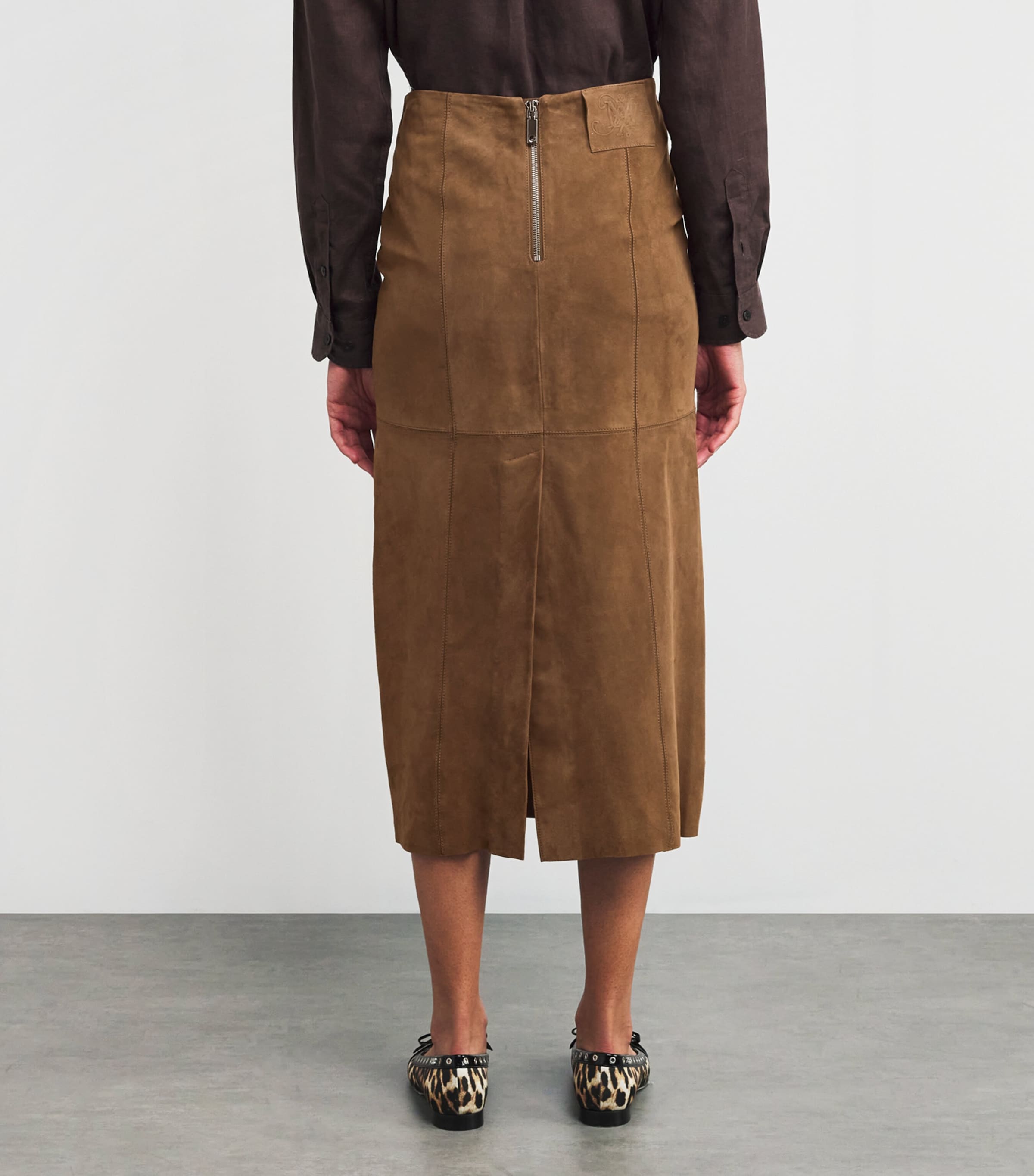 Suede Midi Skirt OCHRE Image 4