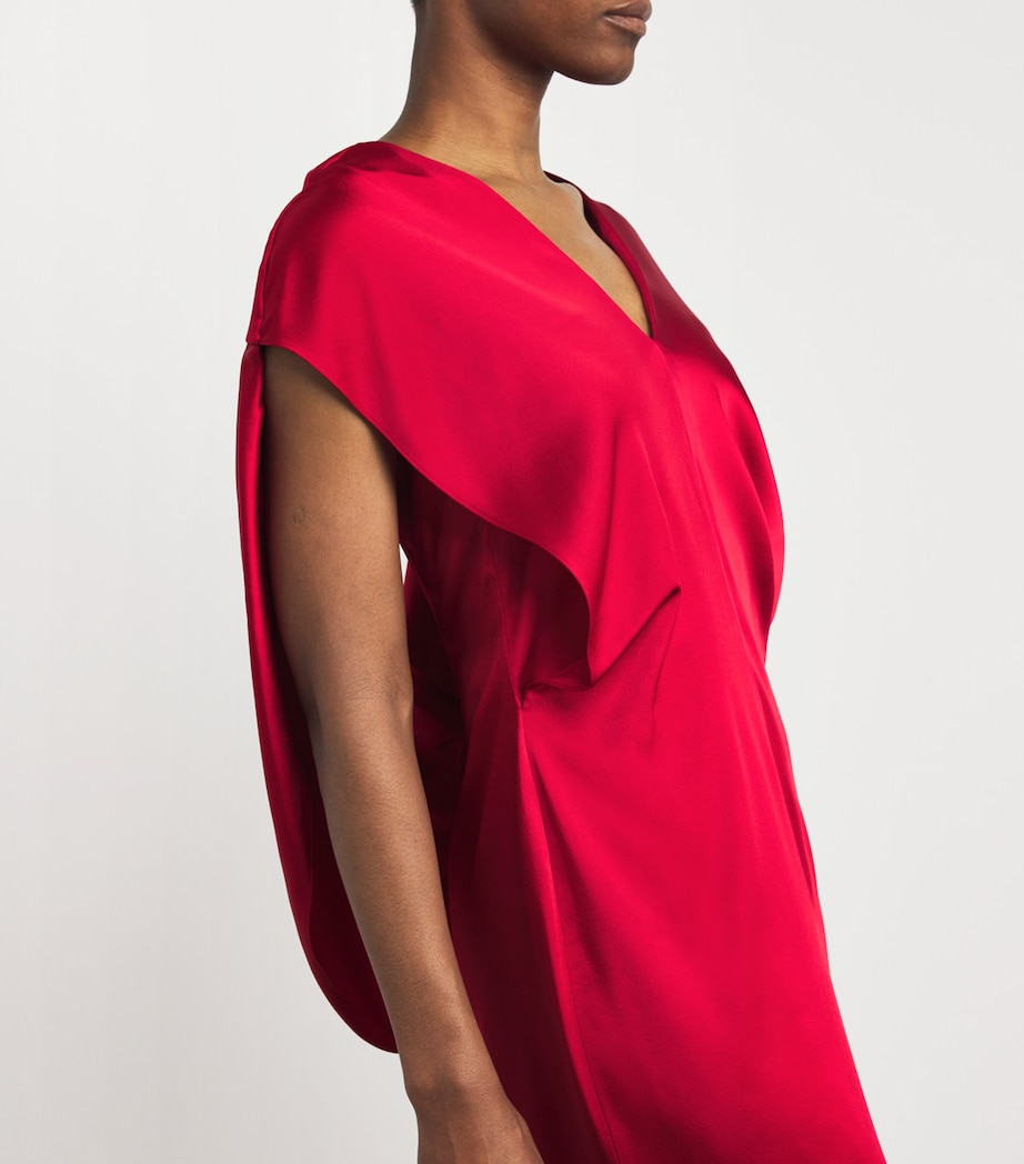 Satin V-Neck Gown 5001 RASPBERRY Image 6