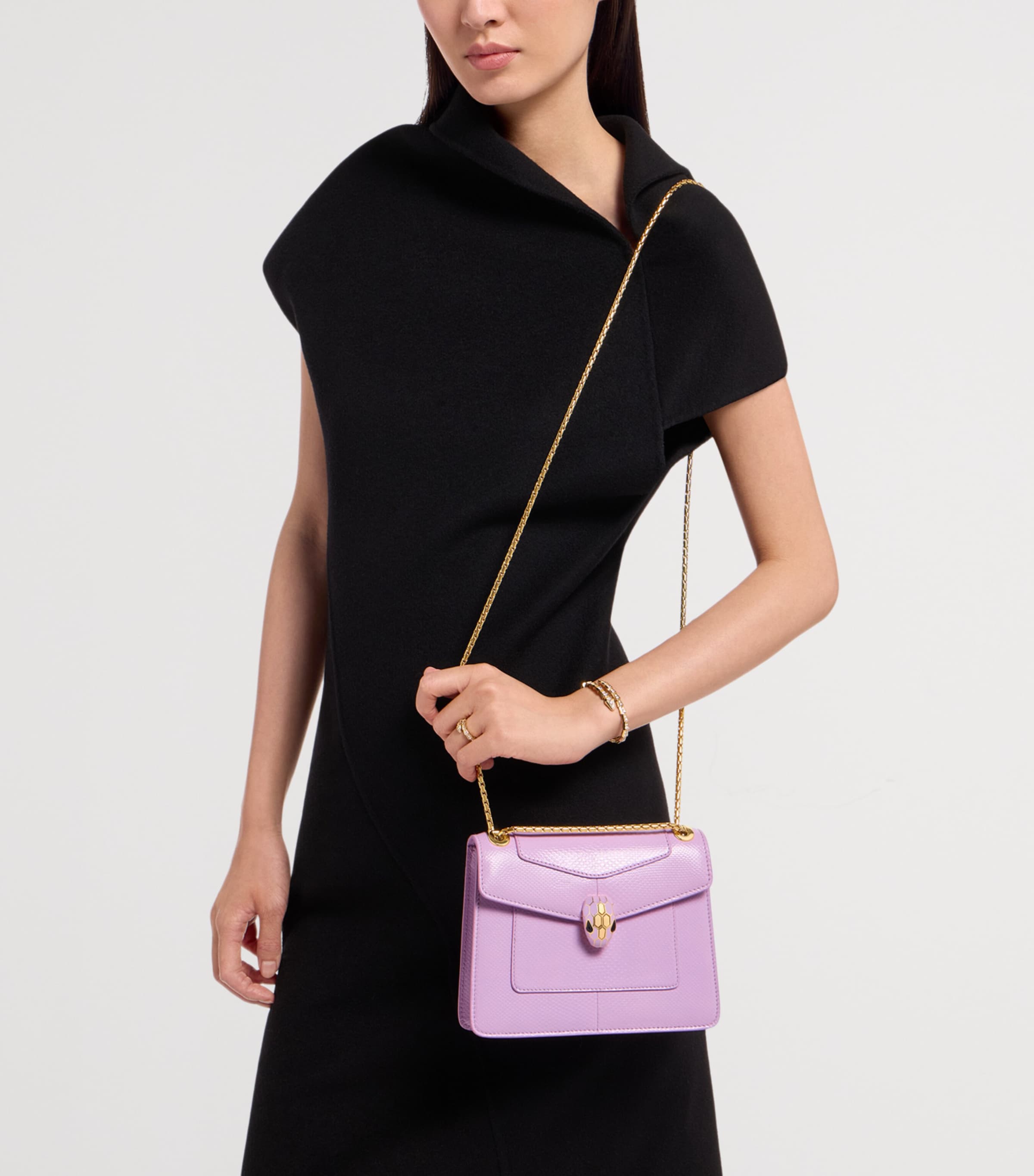 Bvlgari Small Leather Serpenti Forever Day-to-Night Shoulder Bag Fuchsia Image 3