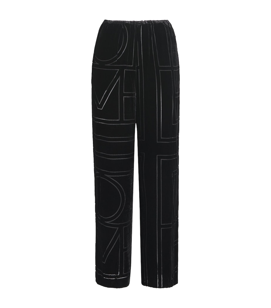 Silk Monogram Wide-Leg Trousers 001 BLACK Image 1