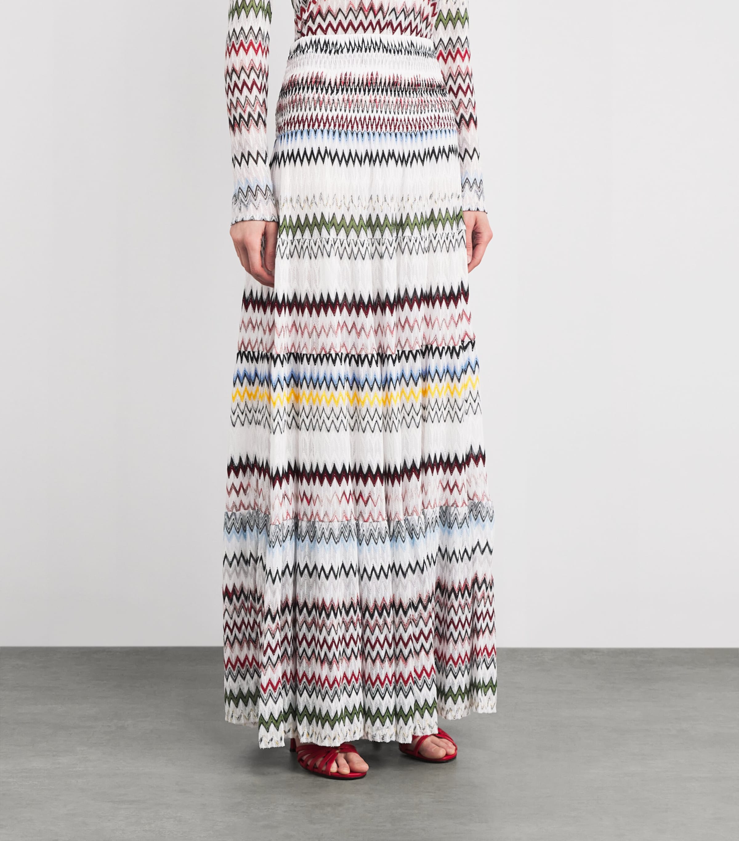 Chevron Tiered Maxi Skirt S01K2 MULTI W WHITE Image 3