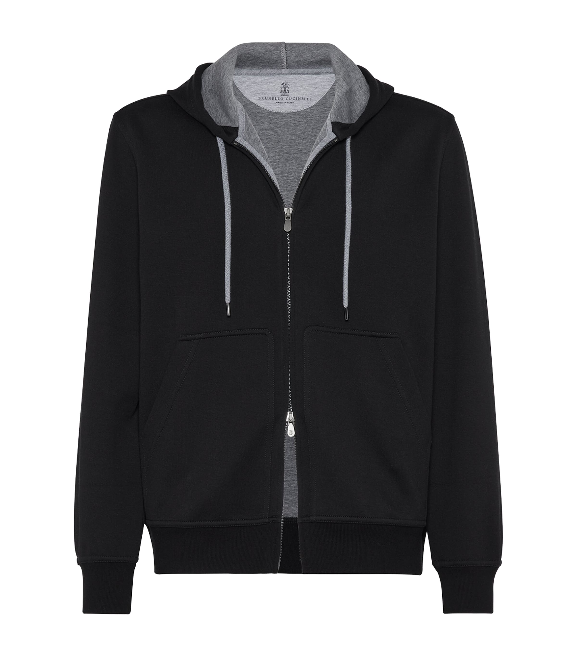 Brunello Cucinelli Cotton-blend Zip-up Hoodie In Black