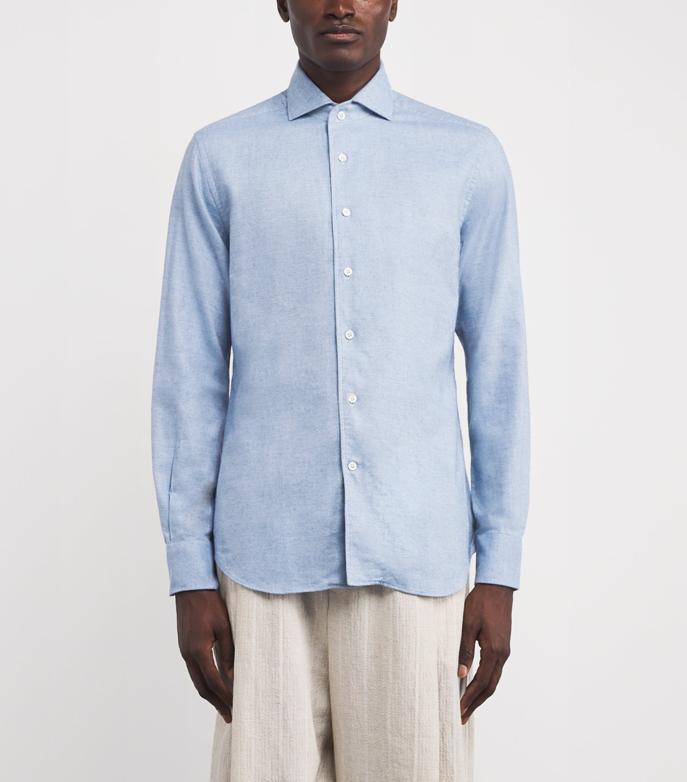 Cotton-Cashmere Shirt 007 DARK CERUOLE Image 3