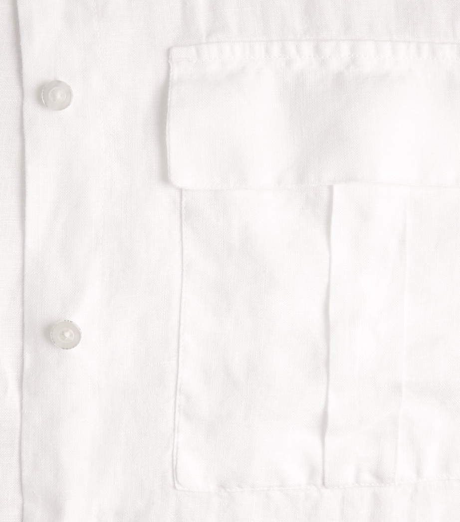 7 For All Mankind Womens Linen Patch-Pocket Shirt Linen White Image 6