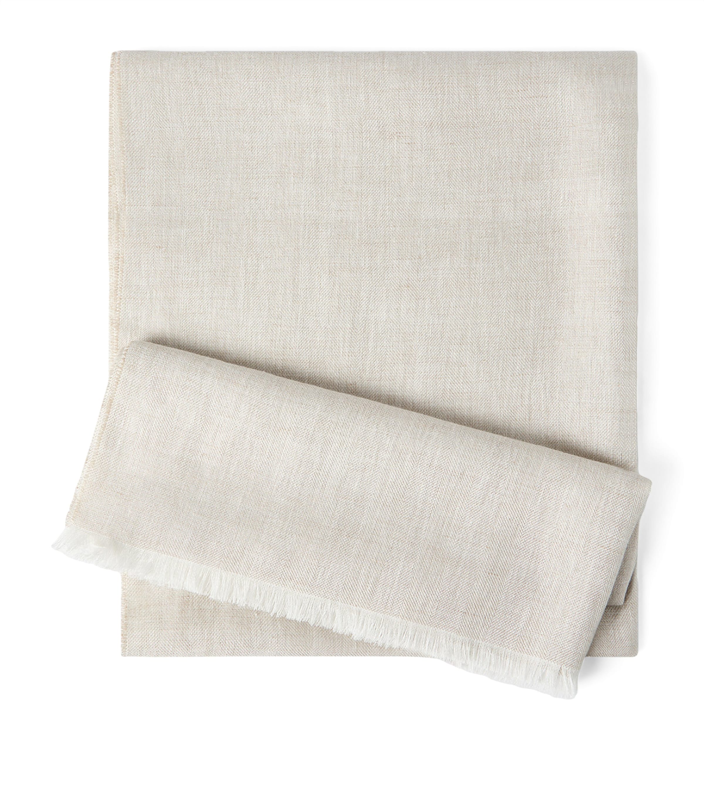 Brunello Cucinelli Linen-Blend Herringbone Scarf Image 1