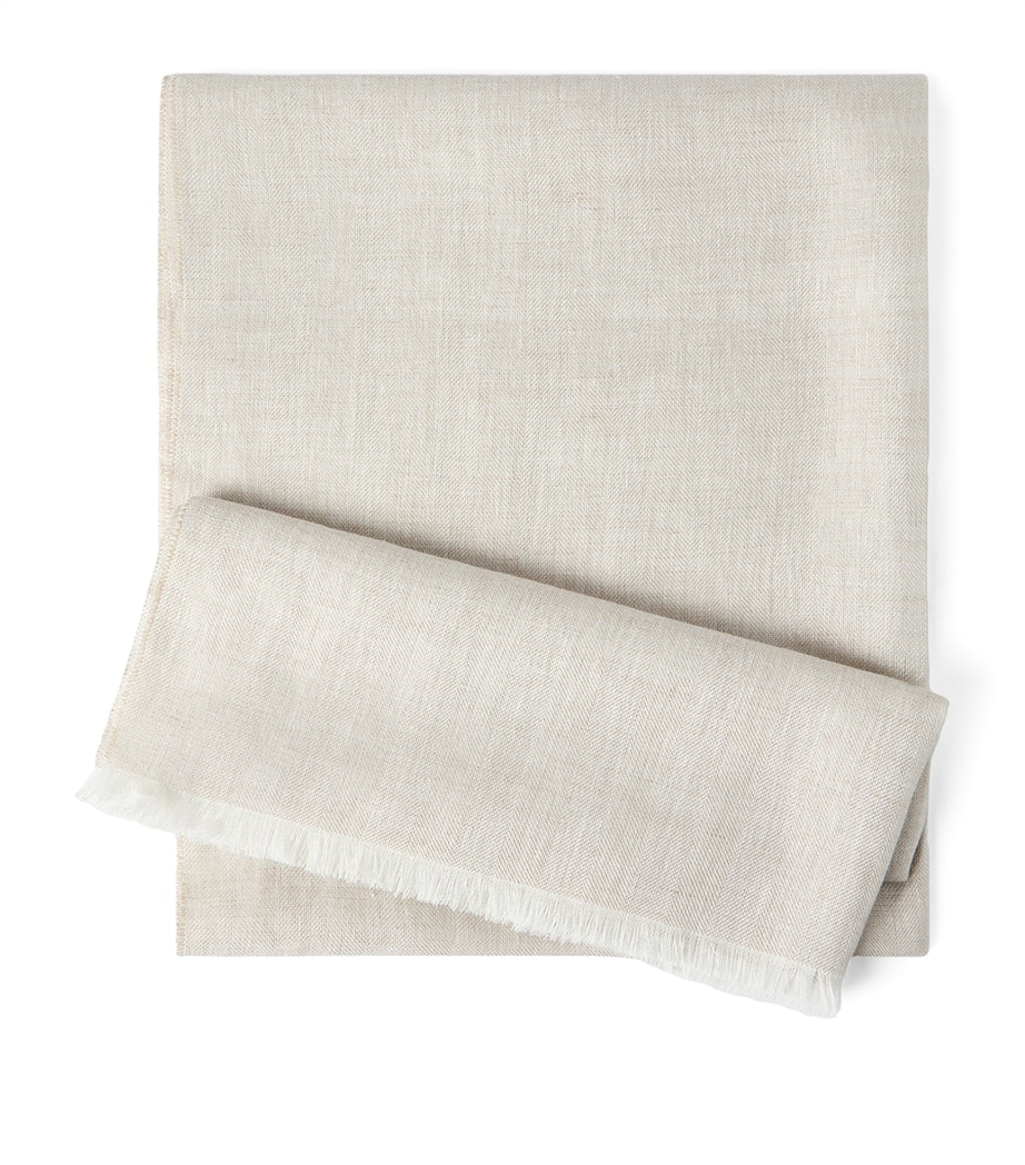 Brunello Cucinelli Linen-Blend Herringbone Scarf Image 1