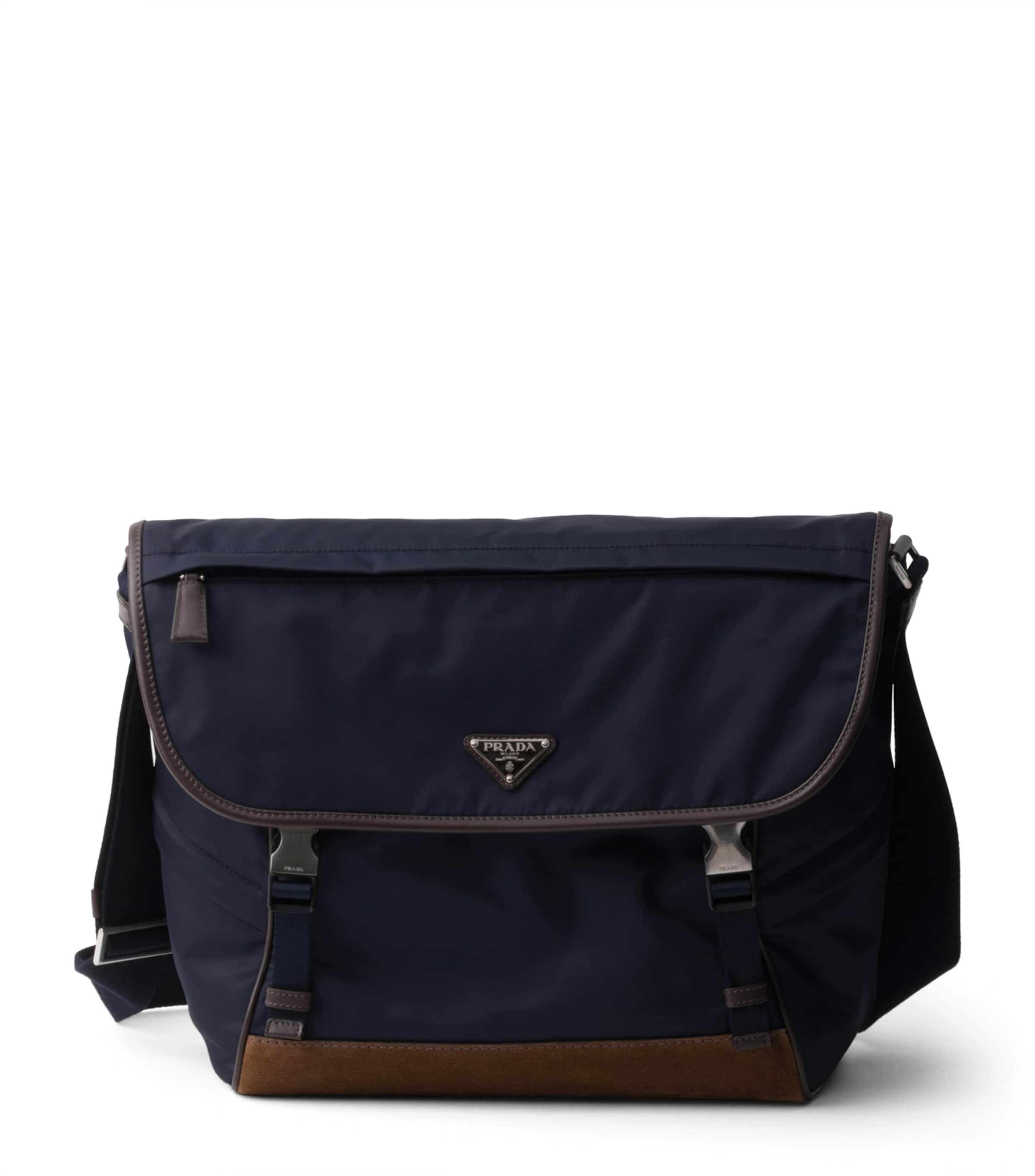 Small Re-Nylon and Leather Messenger Bag F0C1B Image 1