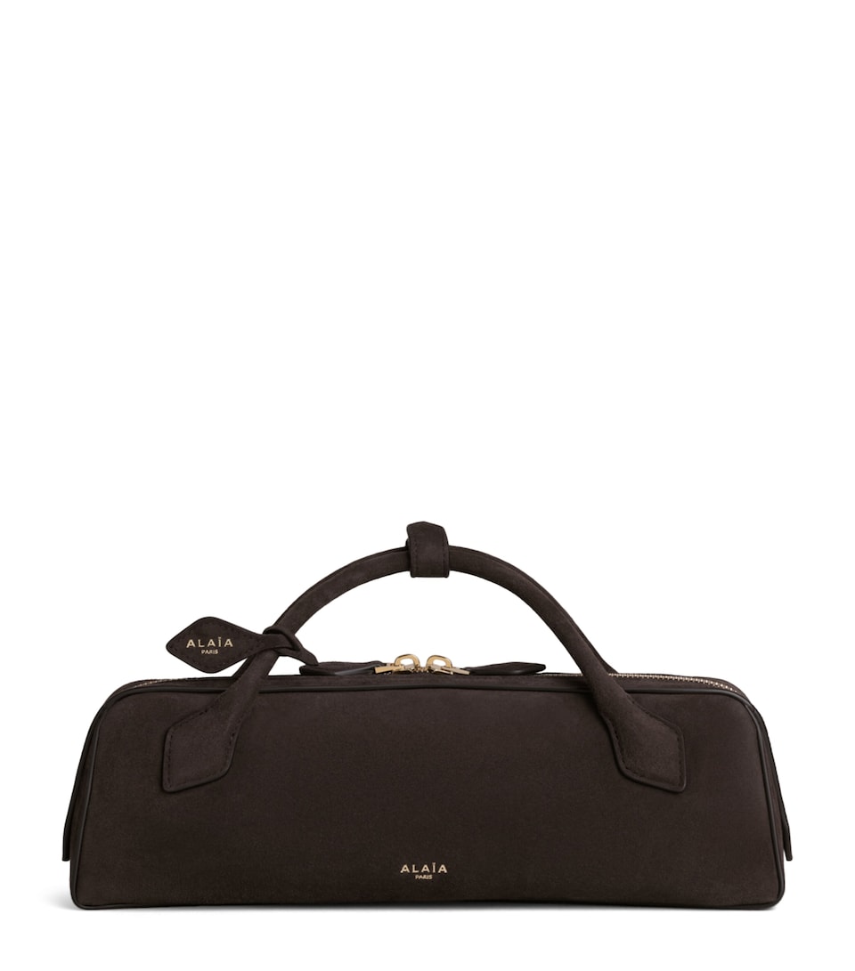 Alaïa Suede Le Teckel Clutch Bag Dark Brown