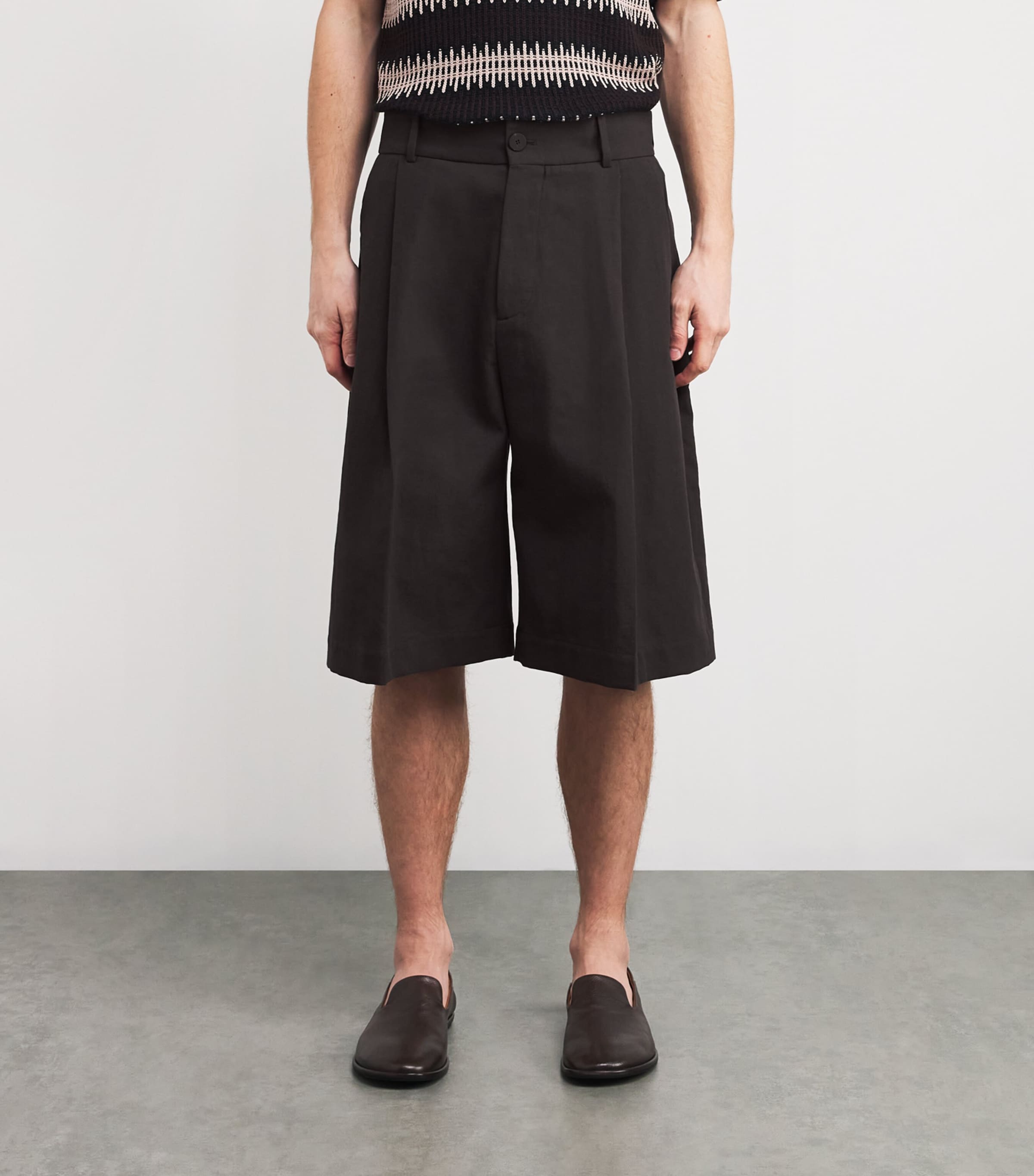 Studio Nicholson Black Cotton-Blend Fowld Shorts | Harrods US
