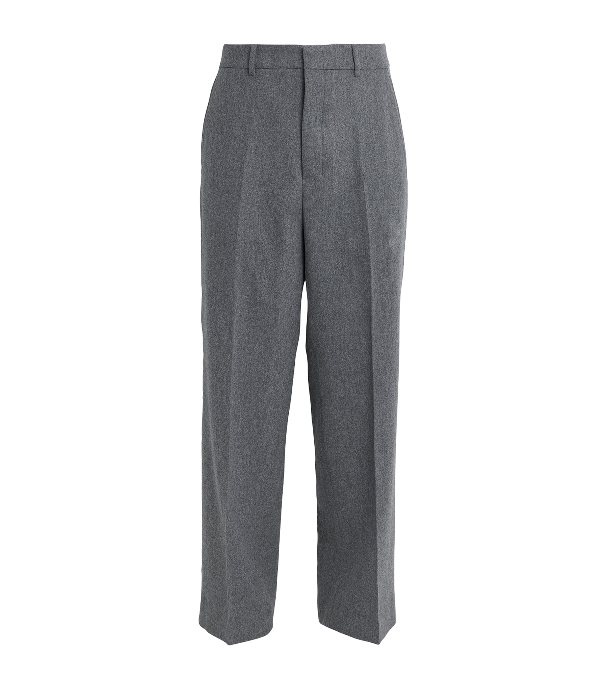 AMI Paris Grey Virgin Wool Wide-Leg Trousers | Harrods UK