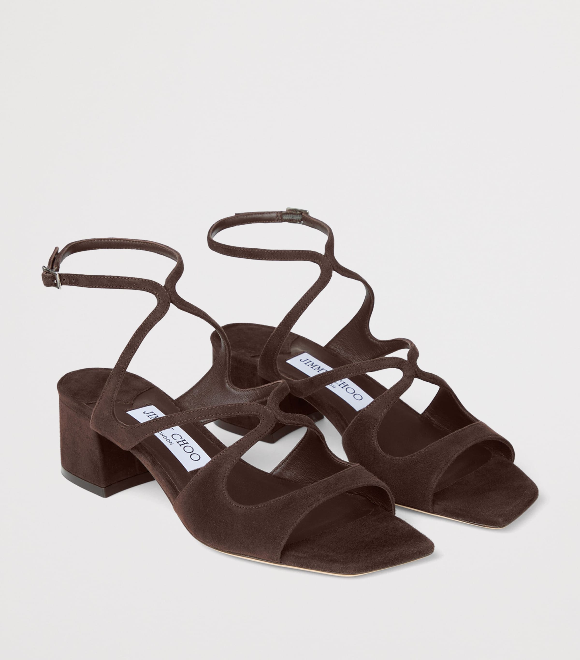 Jimmy Choo Brown Azilia 45 Suede Heeled Sandals | Harrods US