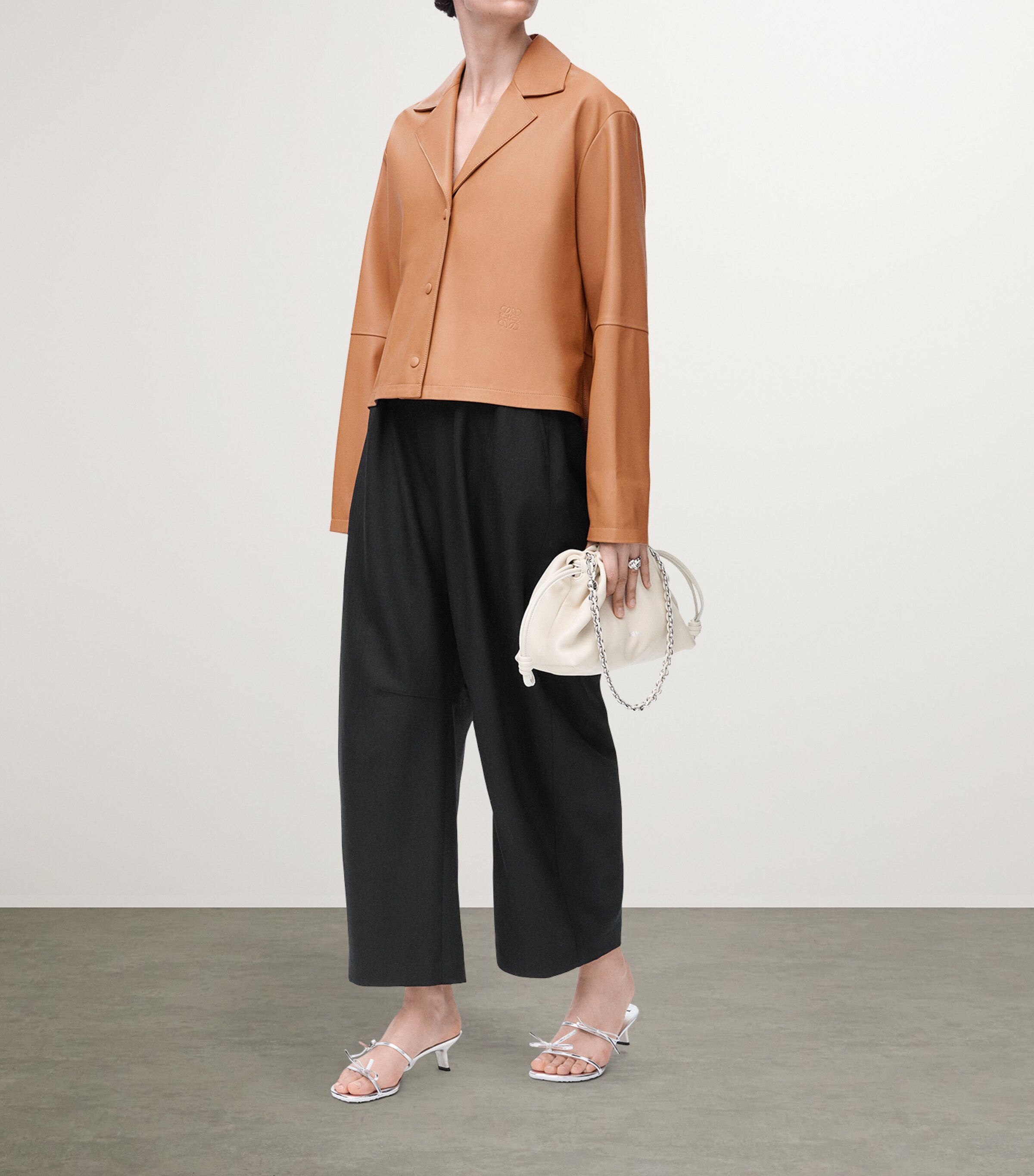 LOEWE Womens Wool-Blend Barrel Trousers Black Image 2