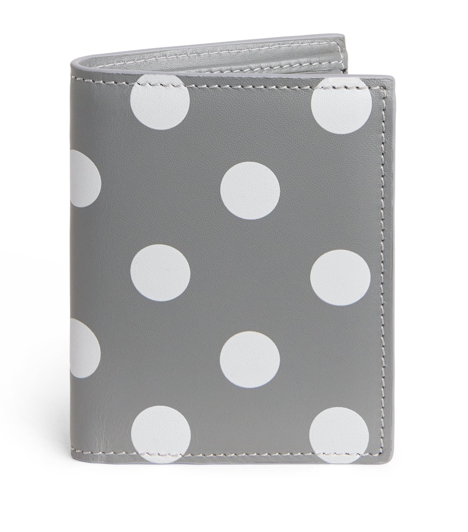 Comme Des Garçons Wallet Leather Polka-Dot Bifold Card Holder Grey Image 1
