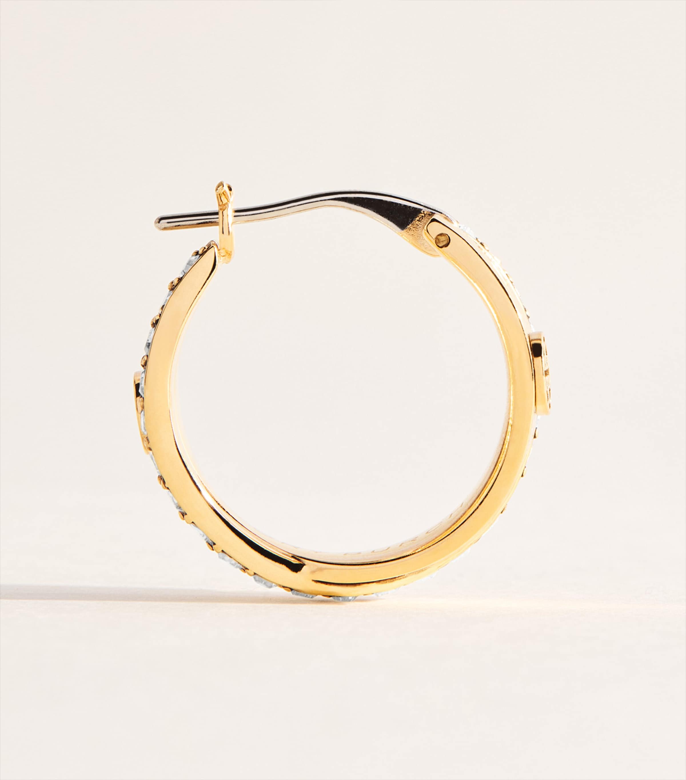 Tory Burch Icon Double Hoop Earrings Tory Gold / Crystal Image 3