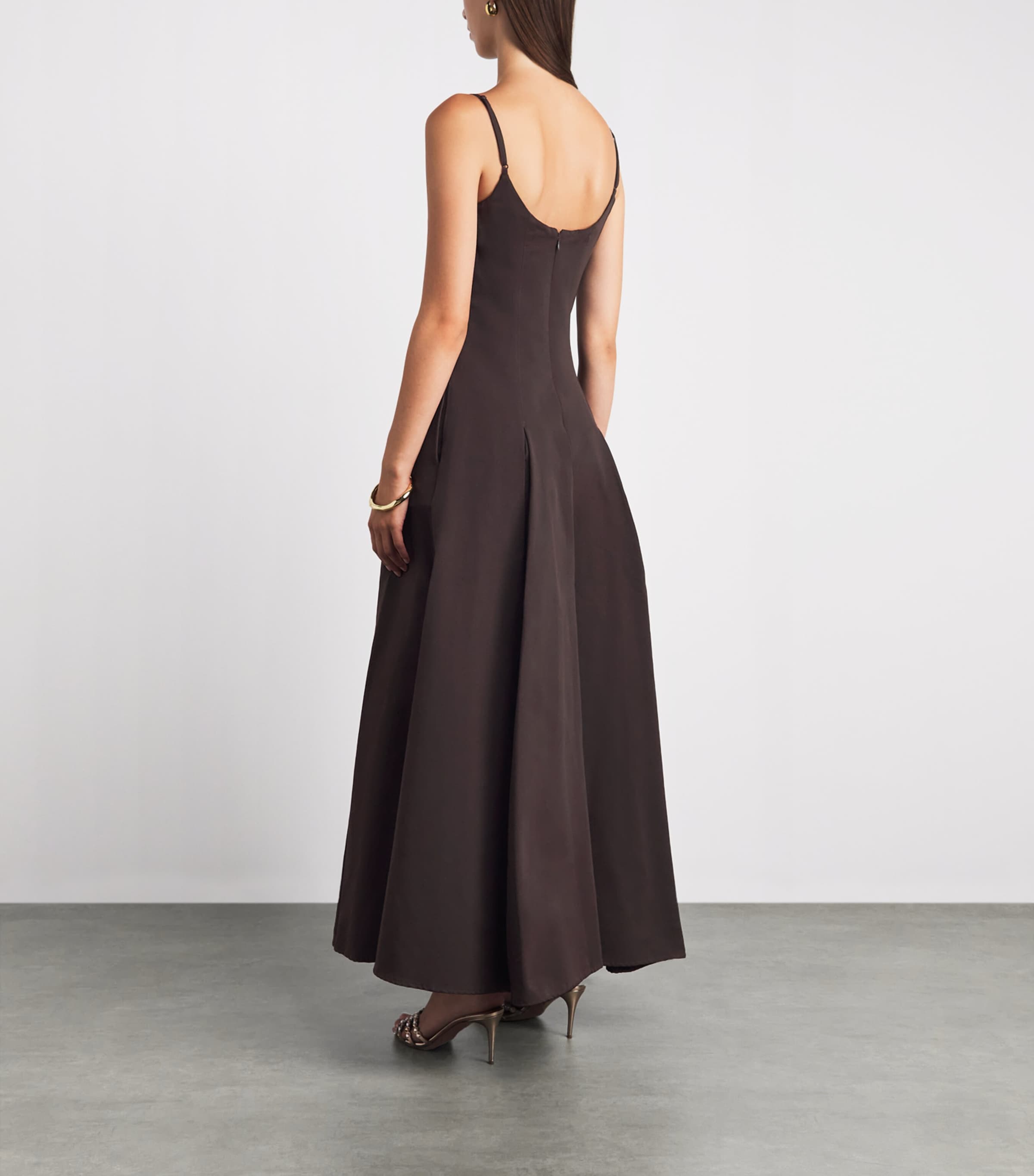 STAUD Womens A-Line Jill Midi Dress Eart Earth Image 4