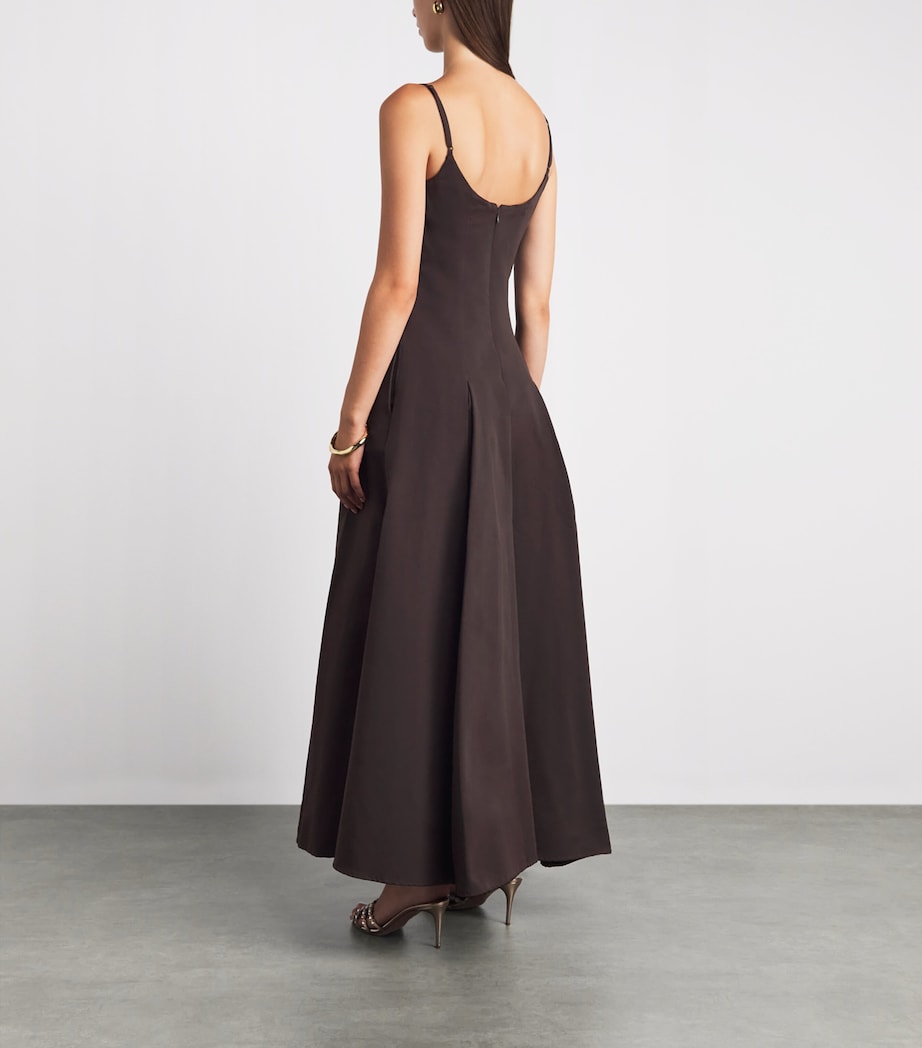 STAUD Womens A-Line Jill Midi Dress Eart Earth Image 4