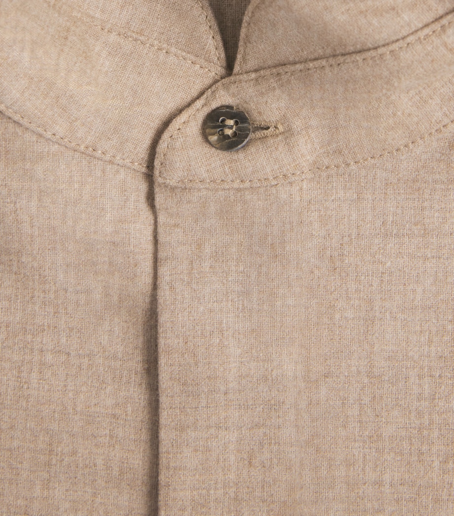 Eskandar Womens Virgin Wool-Cashmere Double Stand-Collar Shirt Natural Image 6