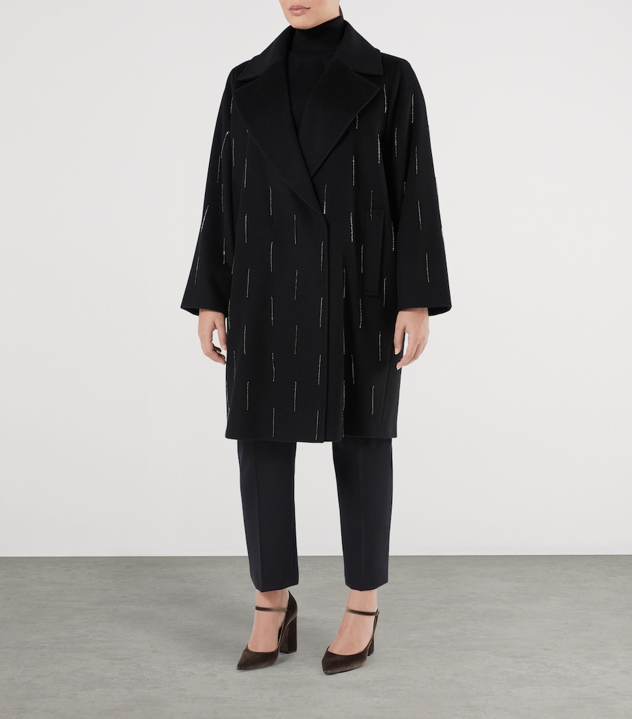 Virgin Wool Embellished Coat BLACK Image 2