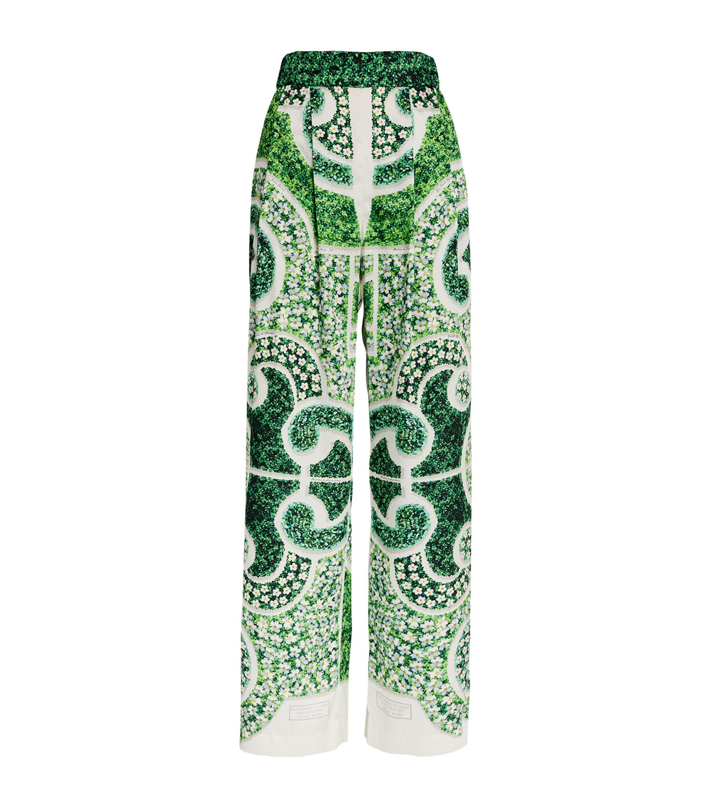 Mary Katrantzou Green Topiary Wide-leg Trousers