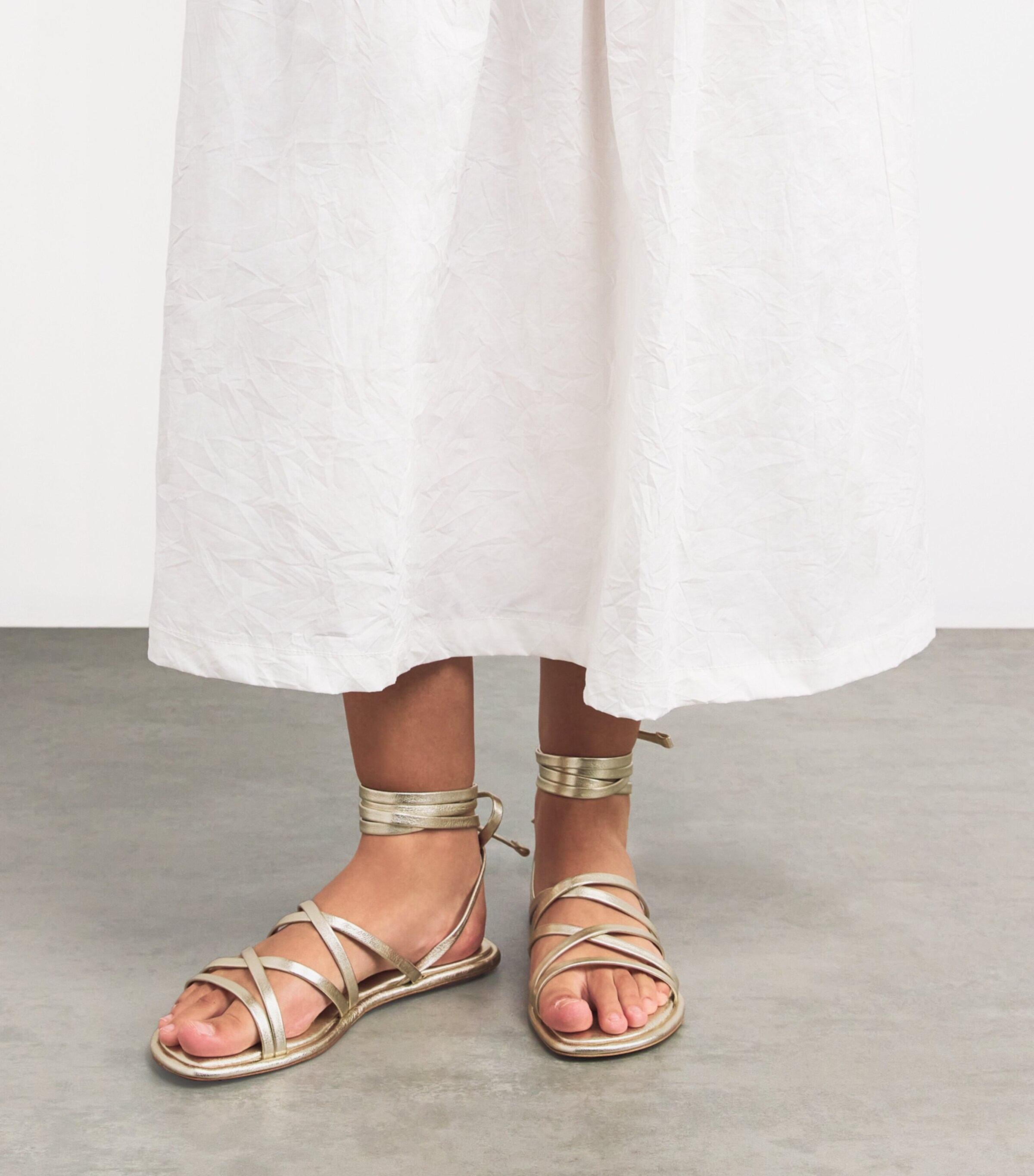 Metallic Leather Gladiator Sandals GOLD Image 2